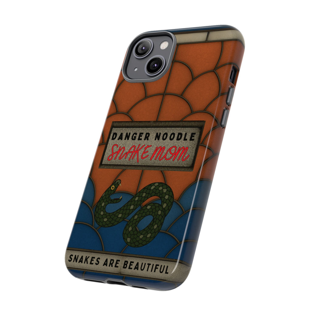 Danger Noodle Snake Mom Phone Case | Snakes Are Beautiful |Stained Glass Snake Art | Funny Snake Lover Gift |  Reptile Mom Phone Cover