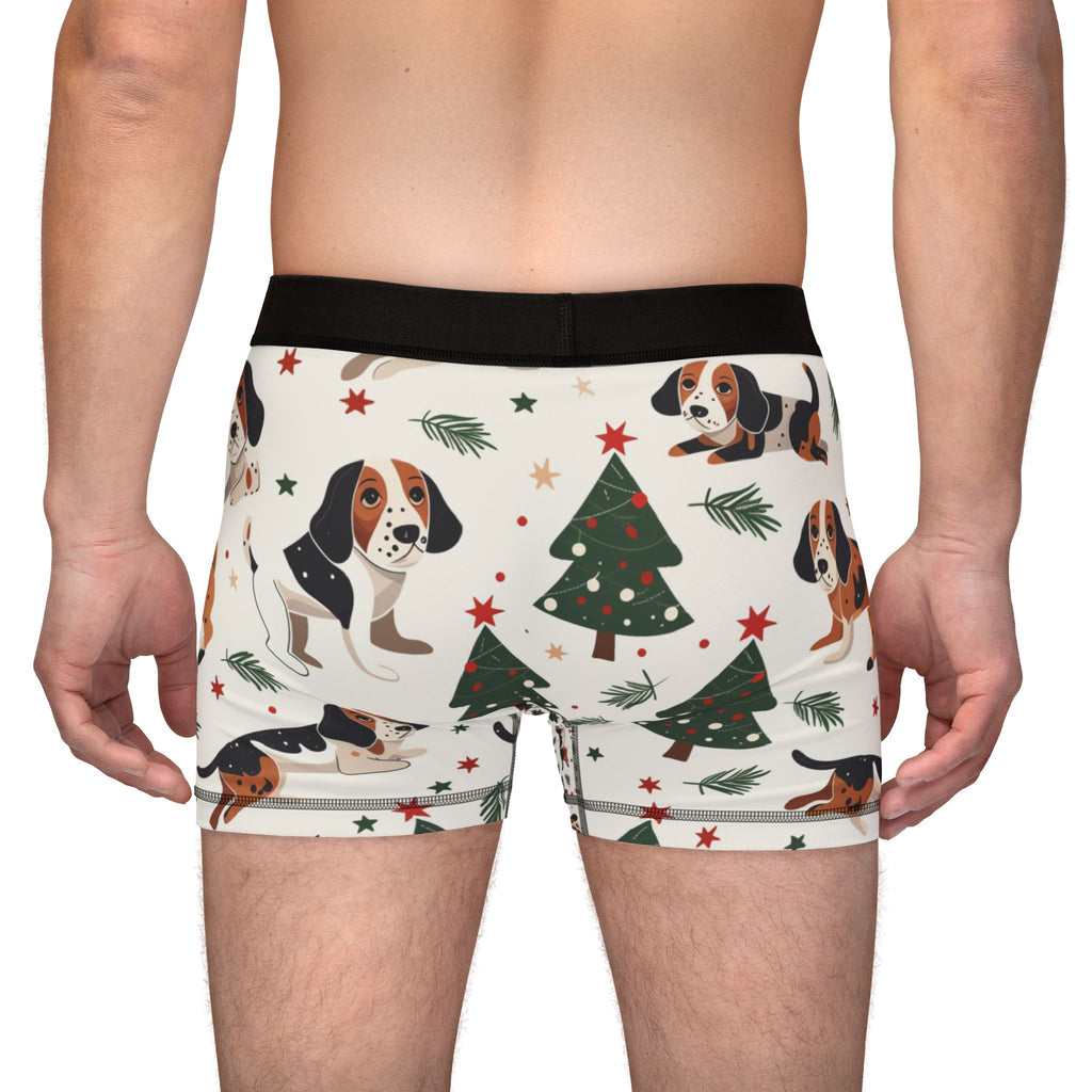 Beagle Christmas Boxers — Holiday Dog Print Men's Boxer Briefs