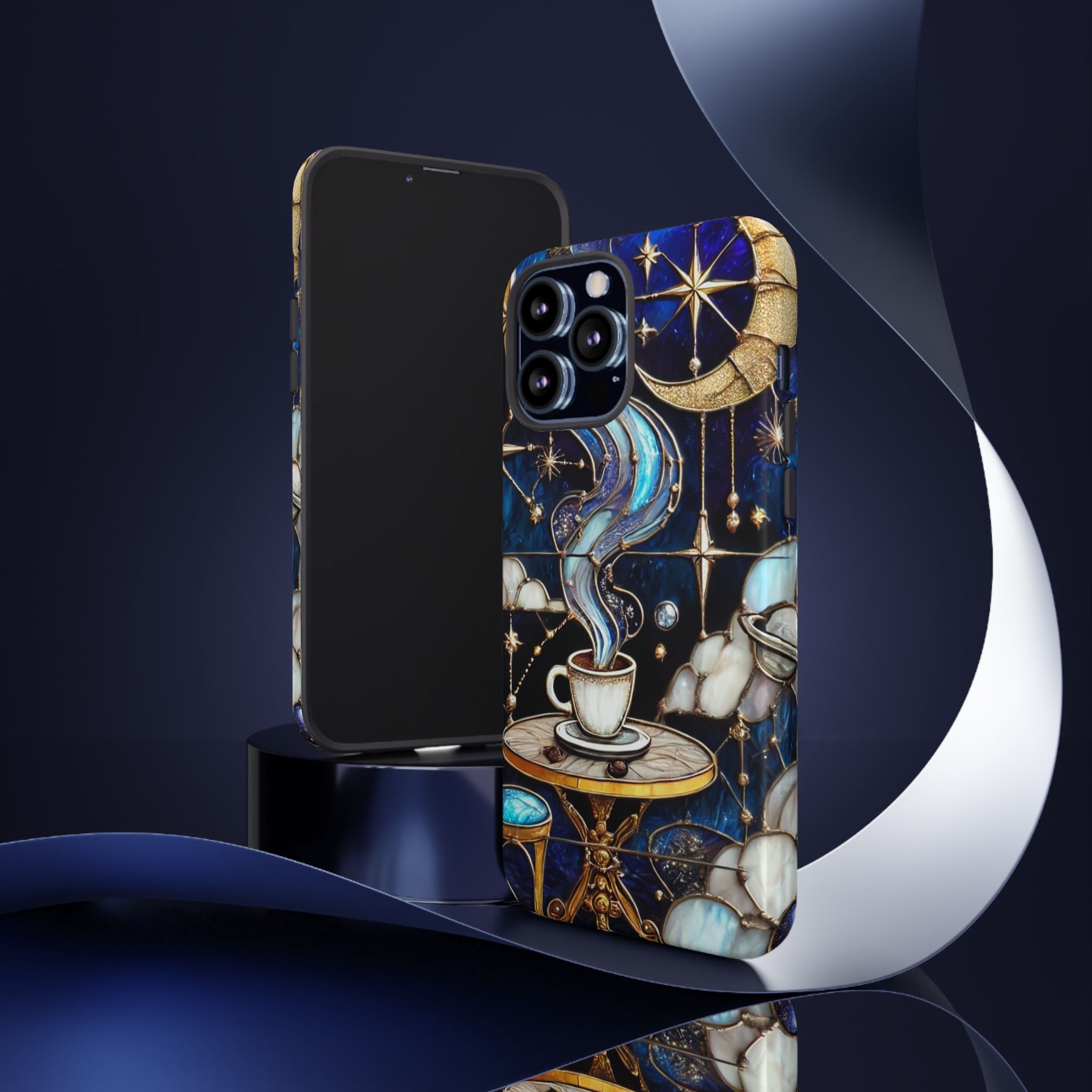 Celestial Stained Glass Coffee iPhone Case – Shockproof 3D Wrap