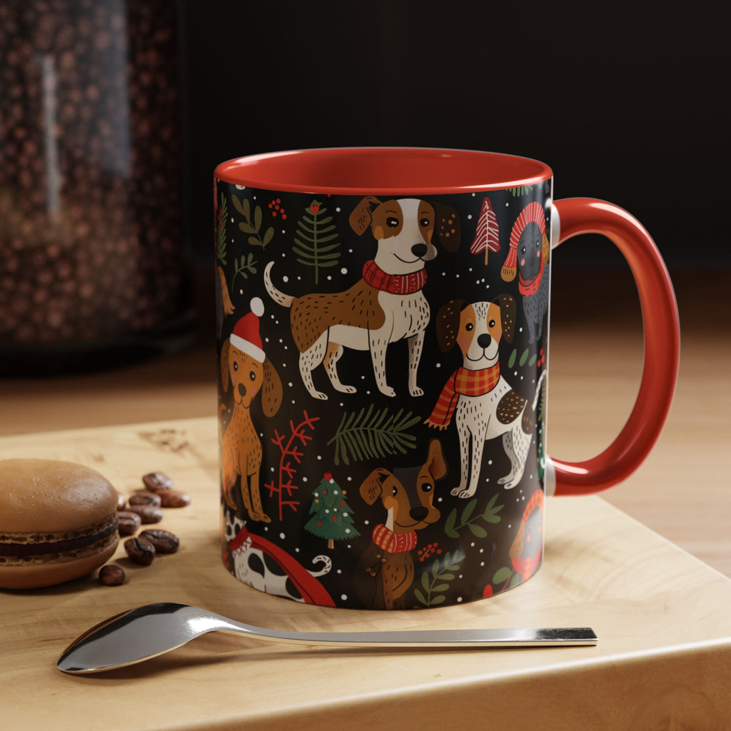 Holiday Dogs Coffee Mug — Festive Dachshund & Beagle Pattern (11/15oz)