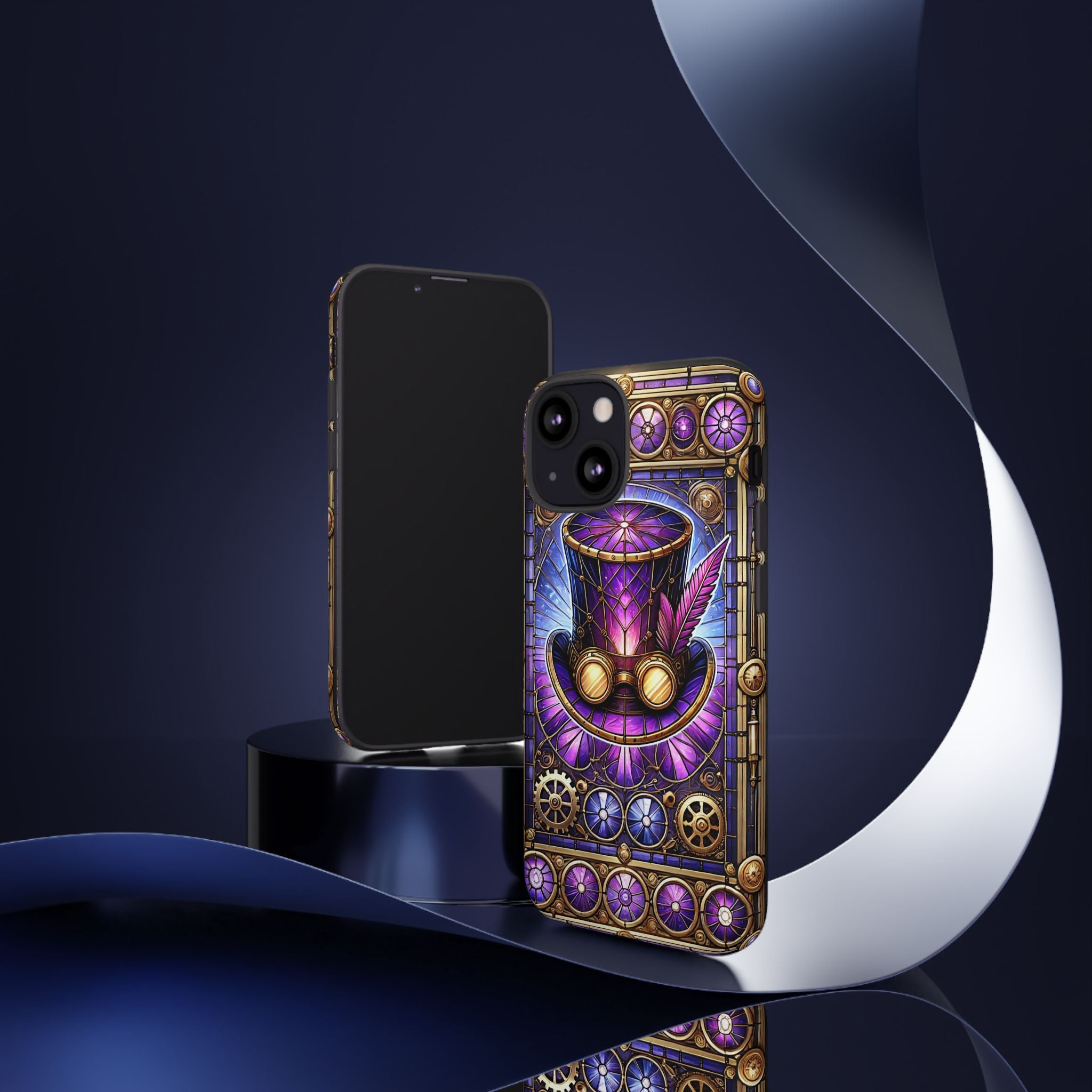 Stained Glass Steampunk iPhone Case – 3D Full-Wrap Protective Phone Cover With TPU Liner