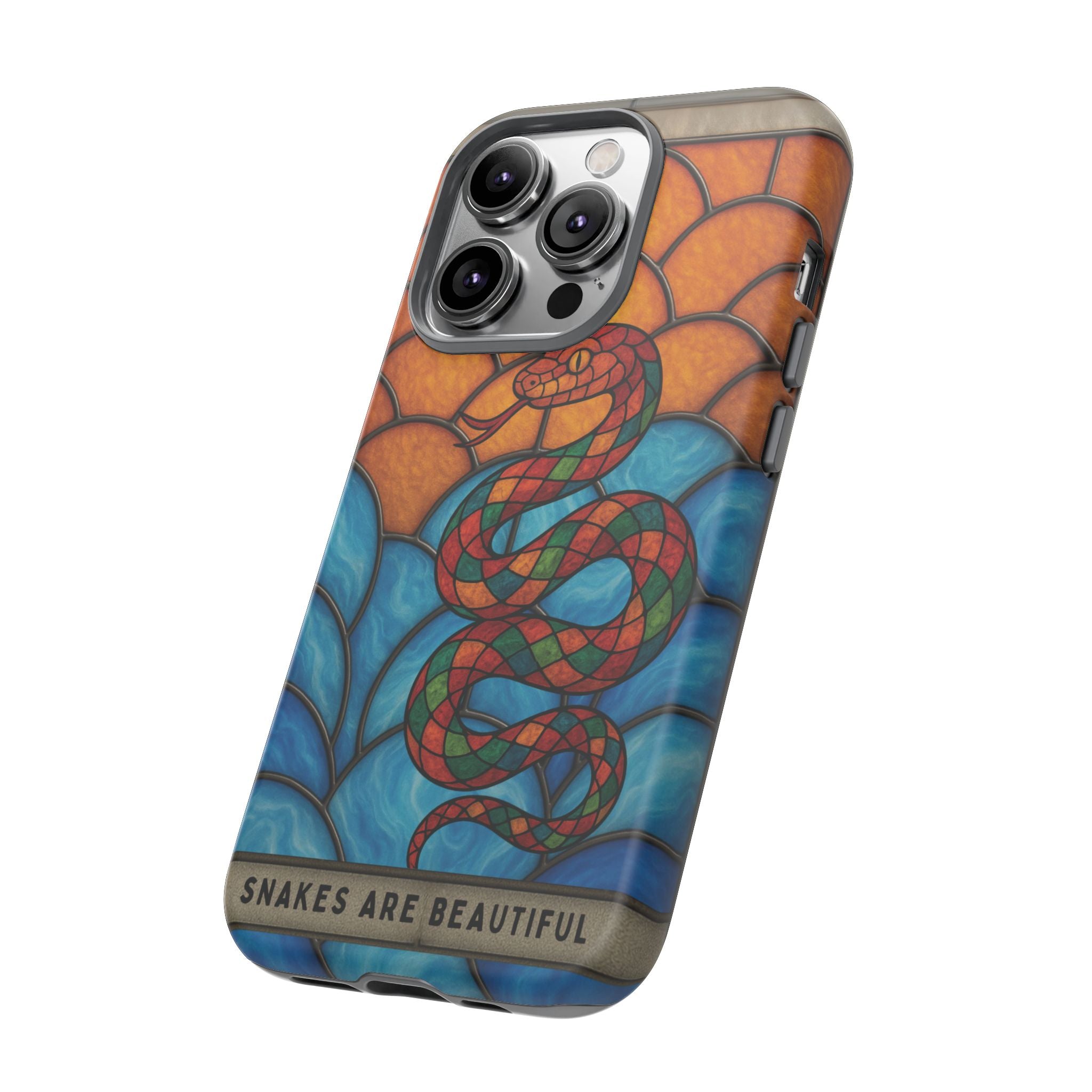 Snakes Are Beautiful Stained Glass Phone Case, Colorful Reptile Design Phone Cover, Nature Lovers Reptile Phone Case, Danger Noodle Case