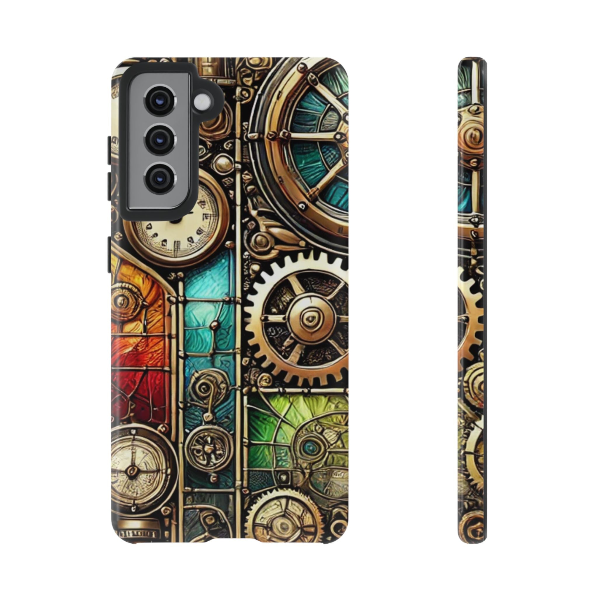 Steampunk Faux Stained Glass Android Phone Case – 3D Full-Wrap Protective Cover with TPU Liner