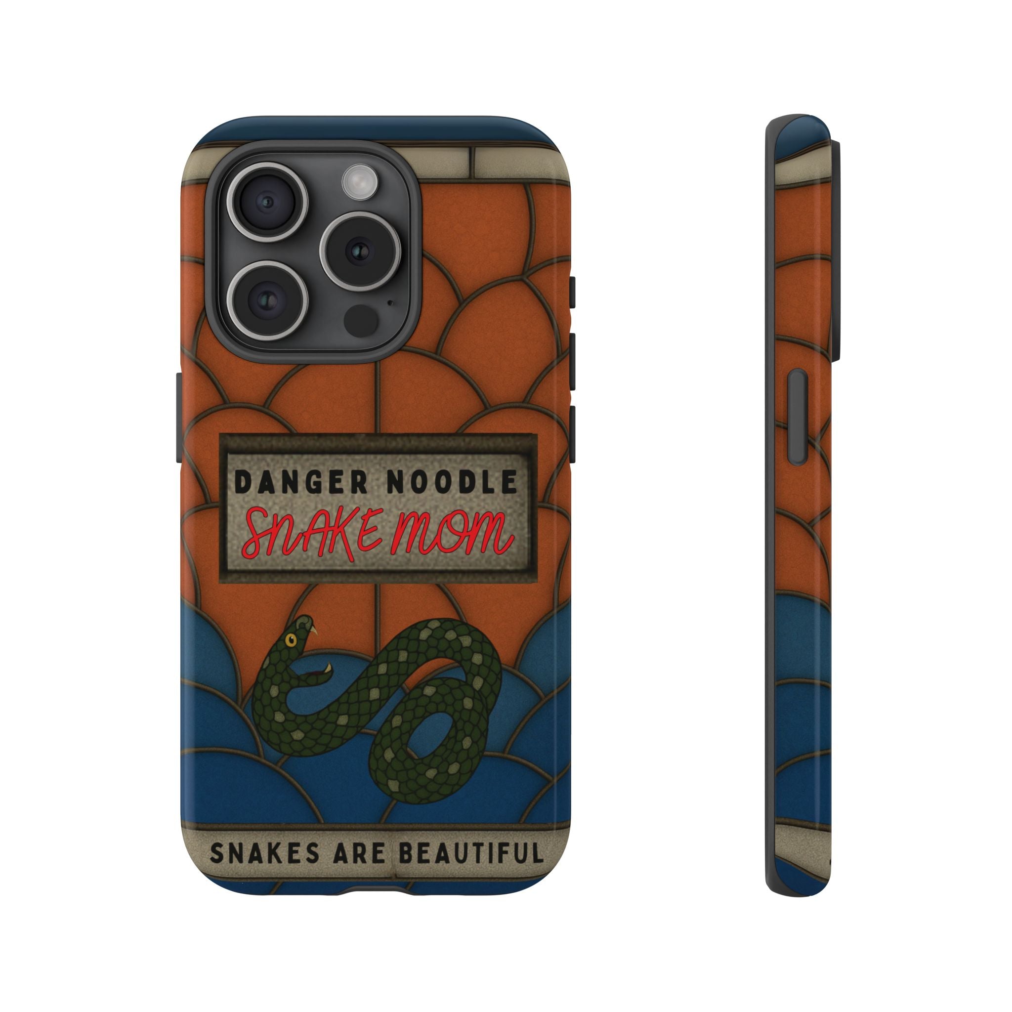 Danger Noodle Snake Mom Phone Case | Snakes Are Beautiful |Stained Glass Snake Art | Funny Snake Lover Gift |  Reptile Mom Phone Cover