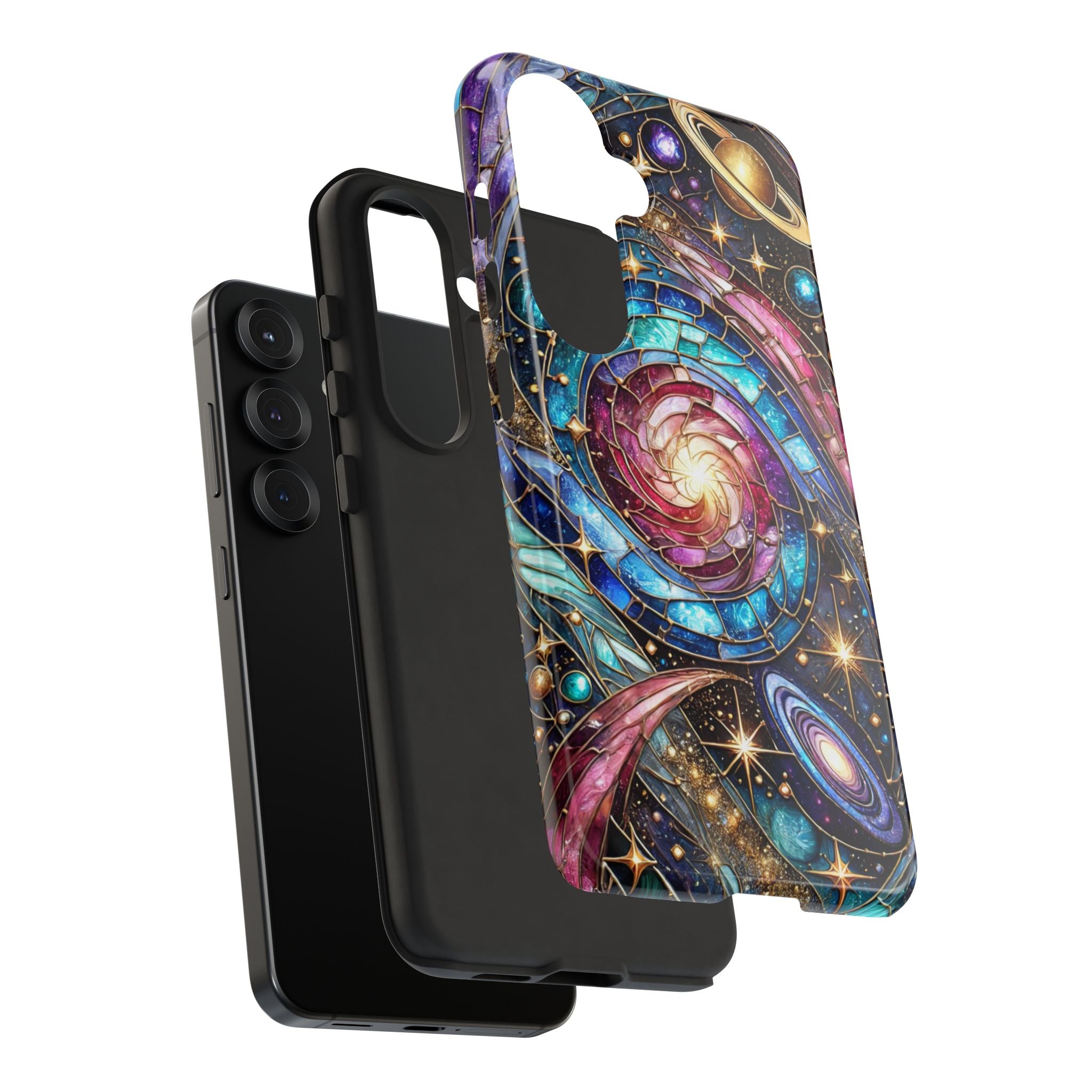 Stained Glass Celestial Android Phone Case – 3D Galaxy Full-Wrap Protective Cover with TPU Liner