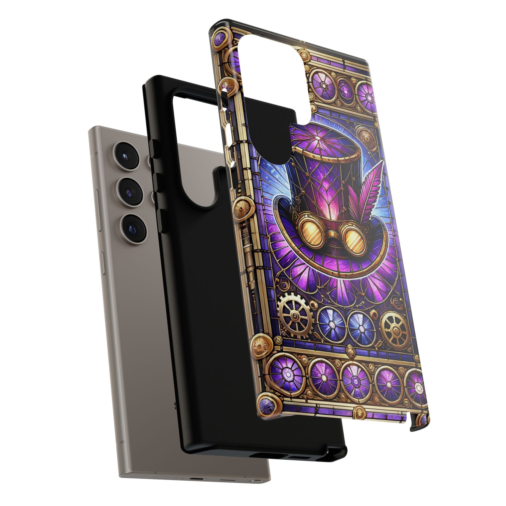 Stained Glass Steampunk Android Phone Case – 3D Full-Wrap Protective Cover with TPU Liner