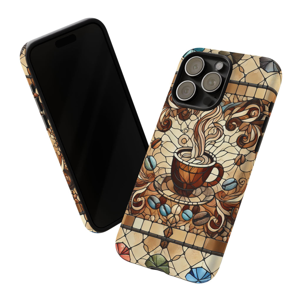Stained Glass Coffee iPhone Case – Shockproof TPU, 3D Wrap Design