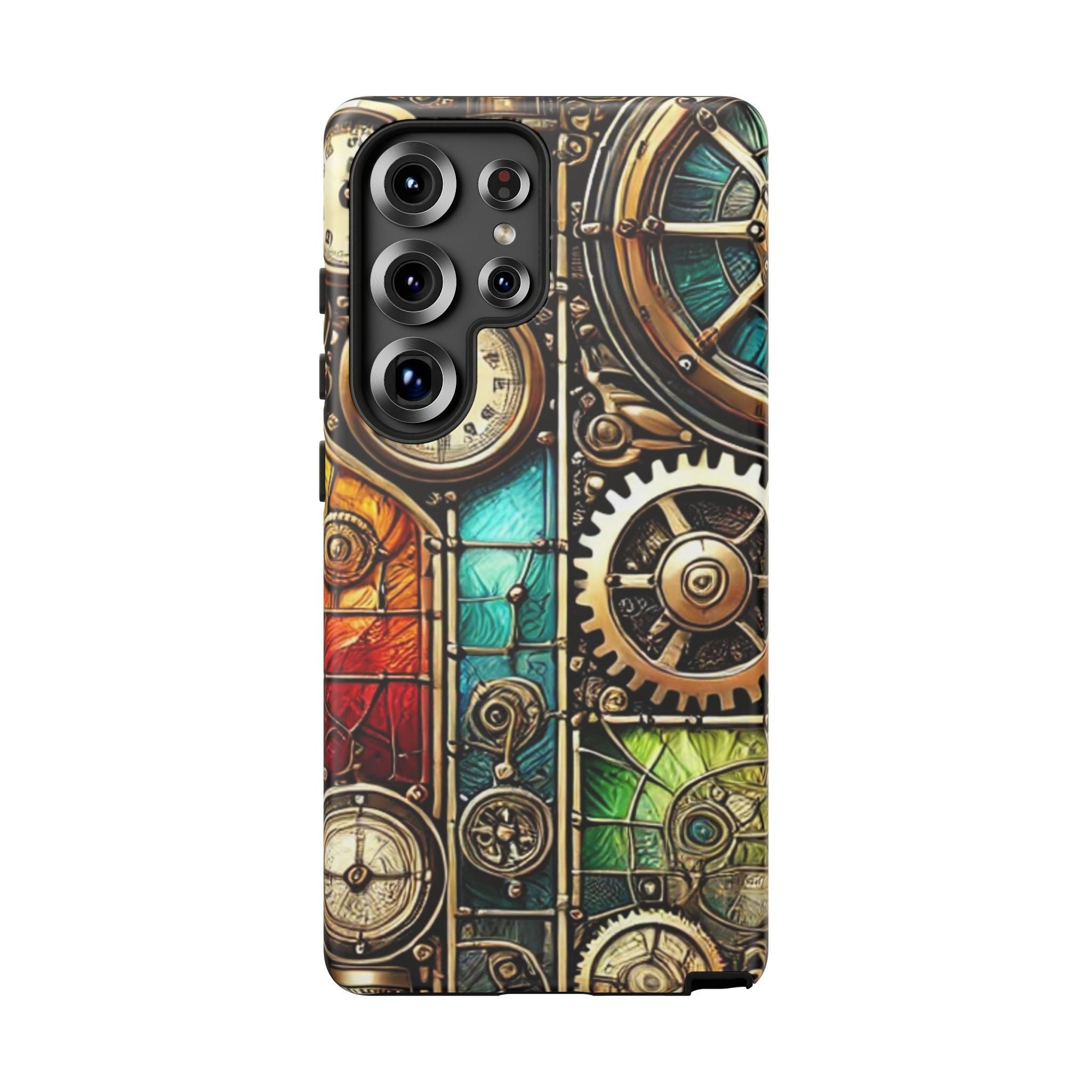 Steampunk Faux Stained Glass Android Phone Case – 3D Full-Wrap Protective Cover with TPU Liner