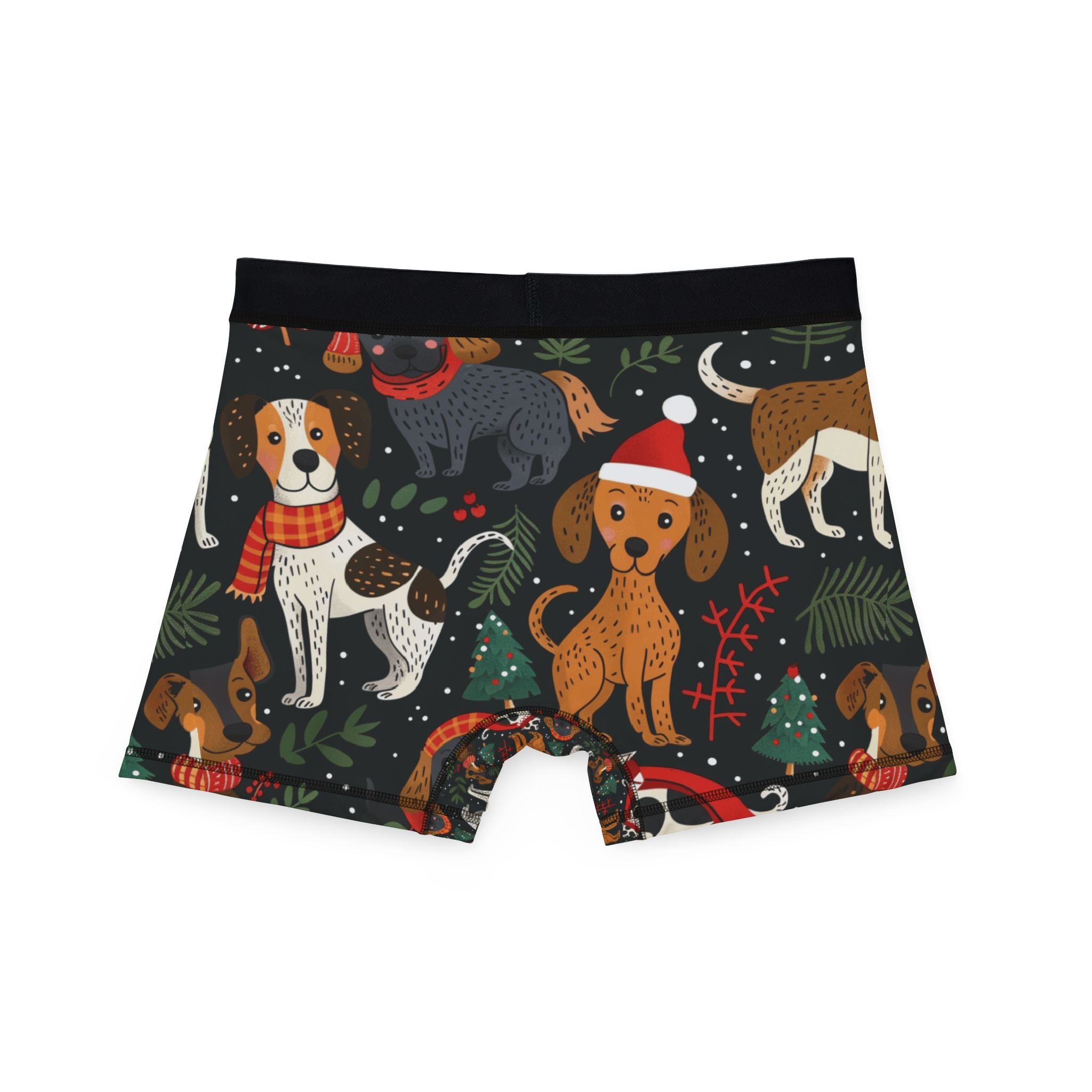 Christmas Dogs Boxer Briefs — Festive Dog Pattern Men’s Boxers
