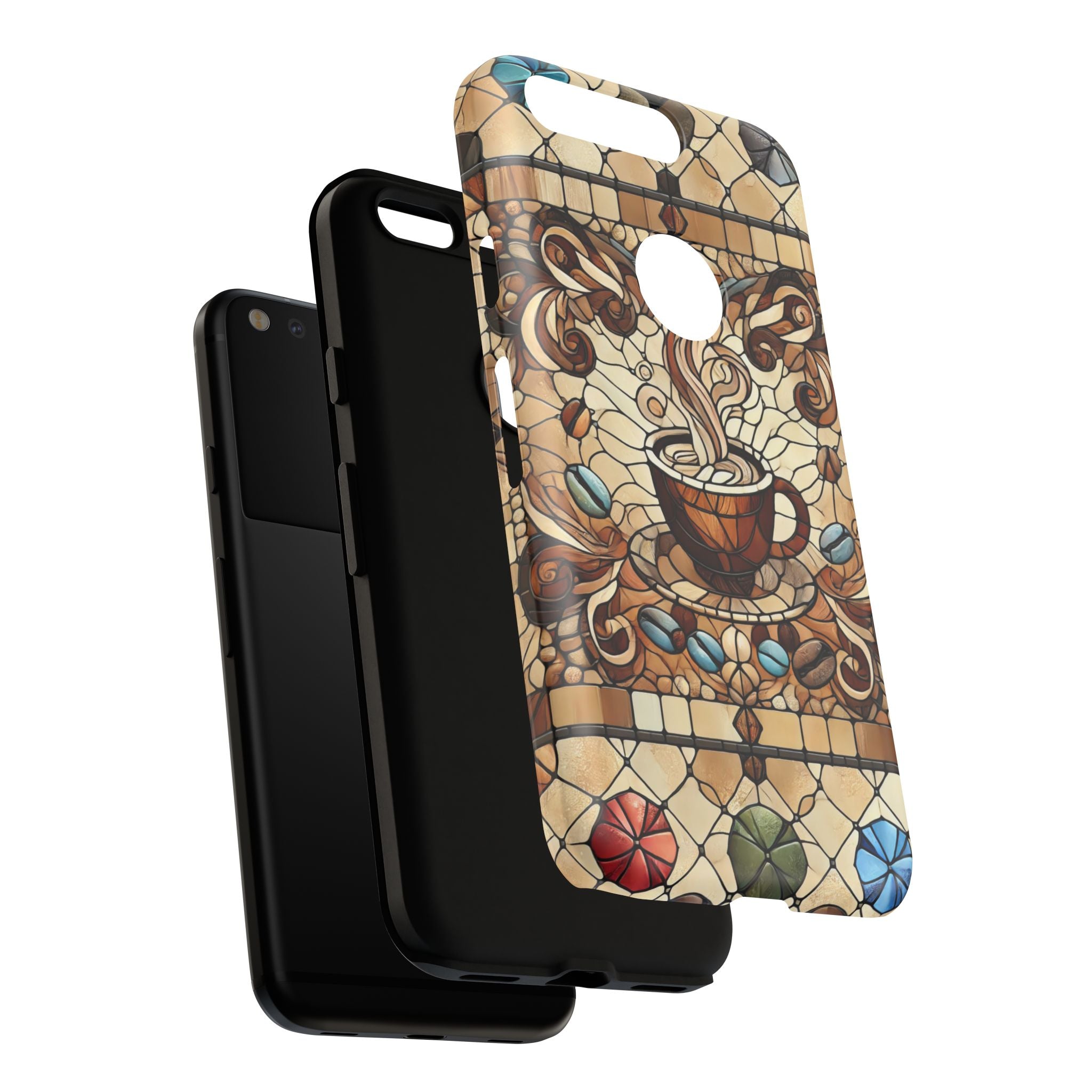 Stained Glass Coffee Android Phone Case – Shockproof TPU, 3D Wrap