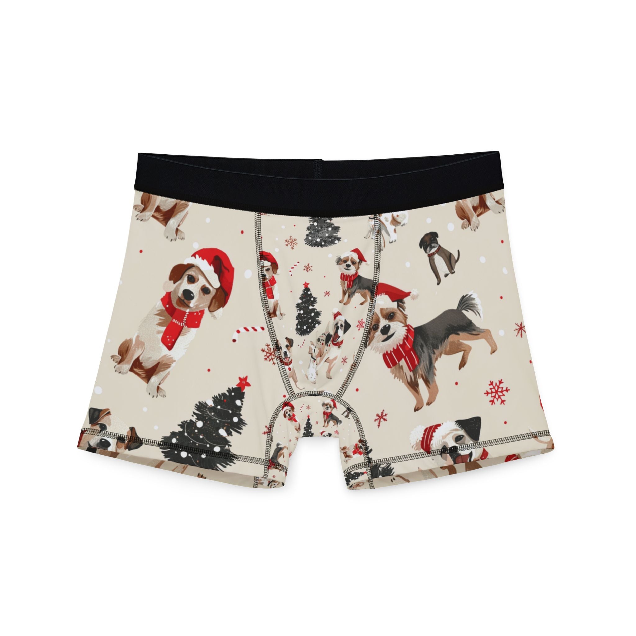 Christmas Dog Boxer Briefs — Festive Puppies All-Over Print Men's Boxers