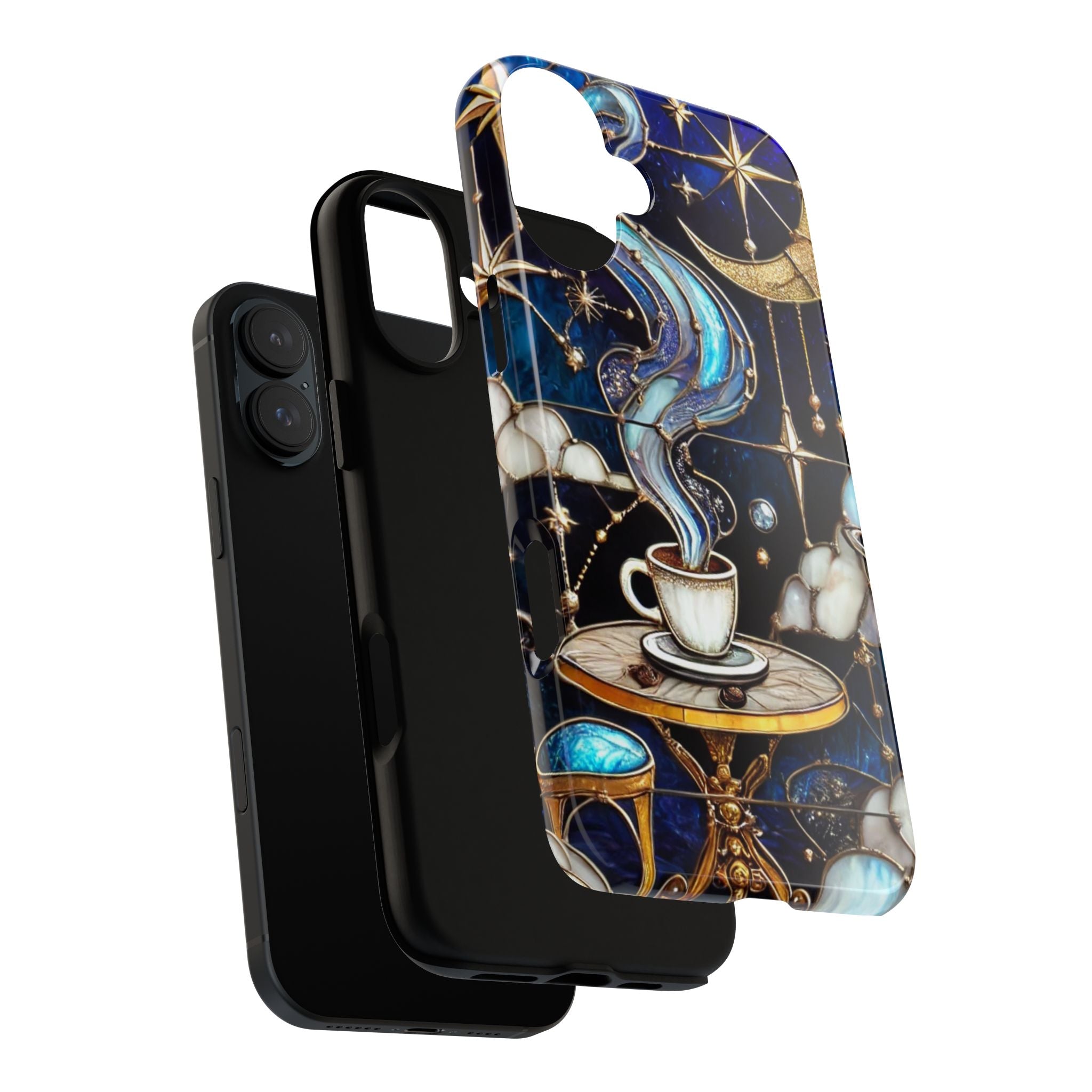 Celestial Stained Glass Coffee iPhone Case – Shockproof 3D Wrap
