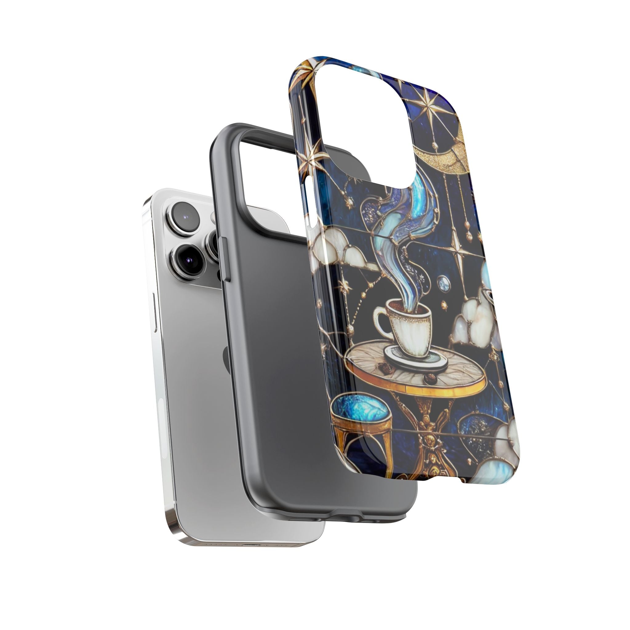Celestial Stained Glass Coffee iPhone Case – Shockproof 3D Wrap