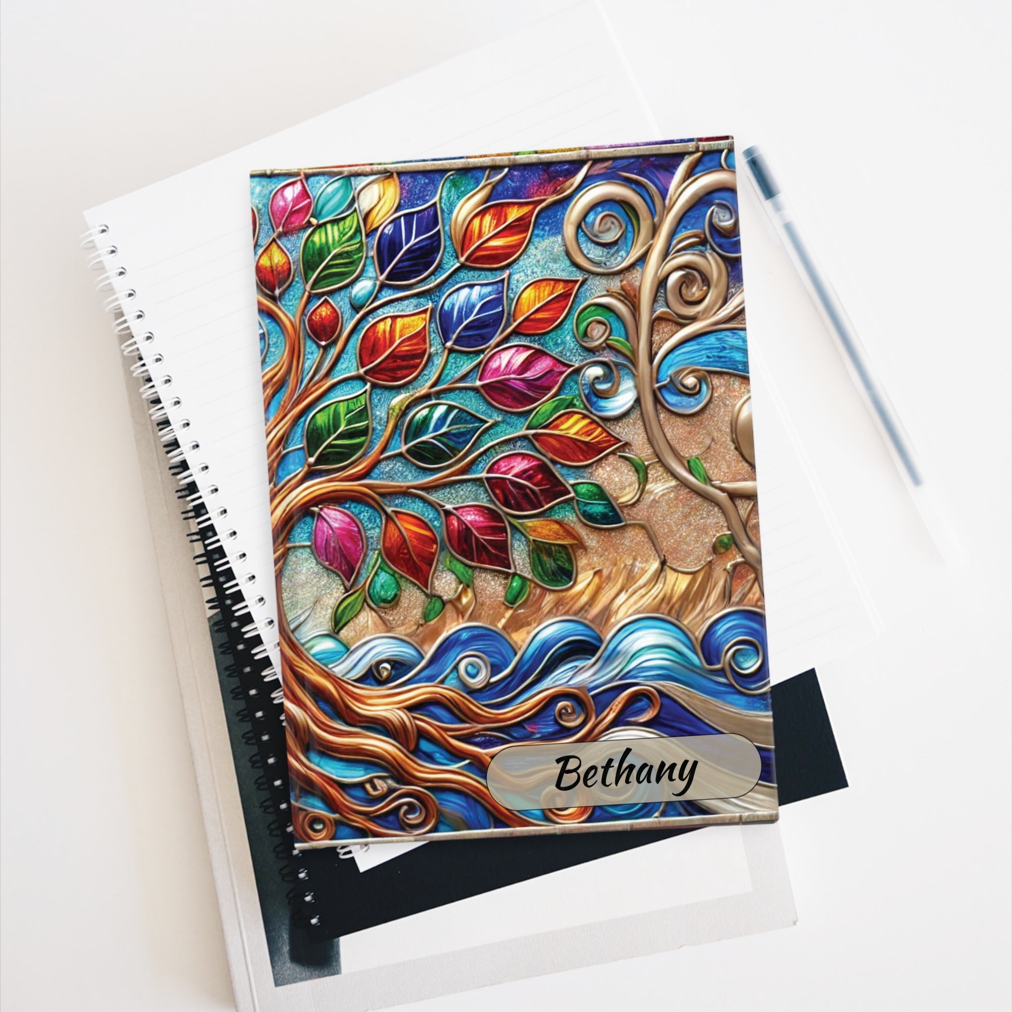 Personalized Vibrant Tree of Life Journal, Nature-Inspired Notebook, Gift for Writers Dreamers and Artists