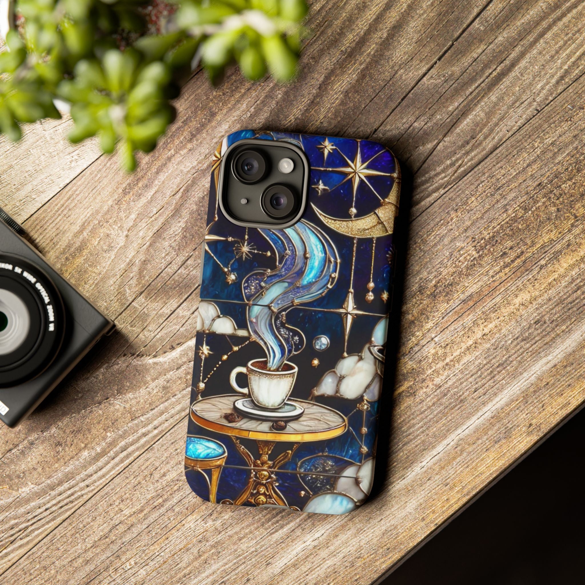 Celestial Stained Glass Coffee iPhone Case – Shockproof 3D Wrap