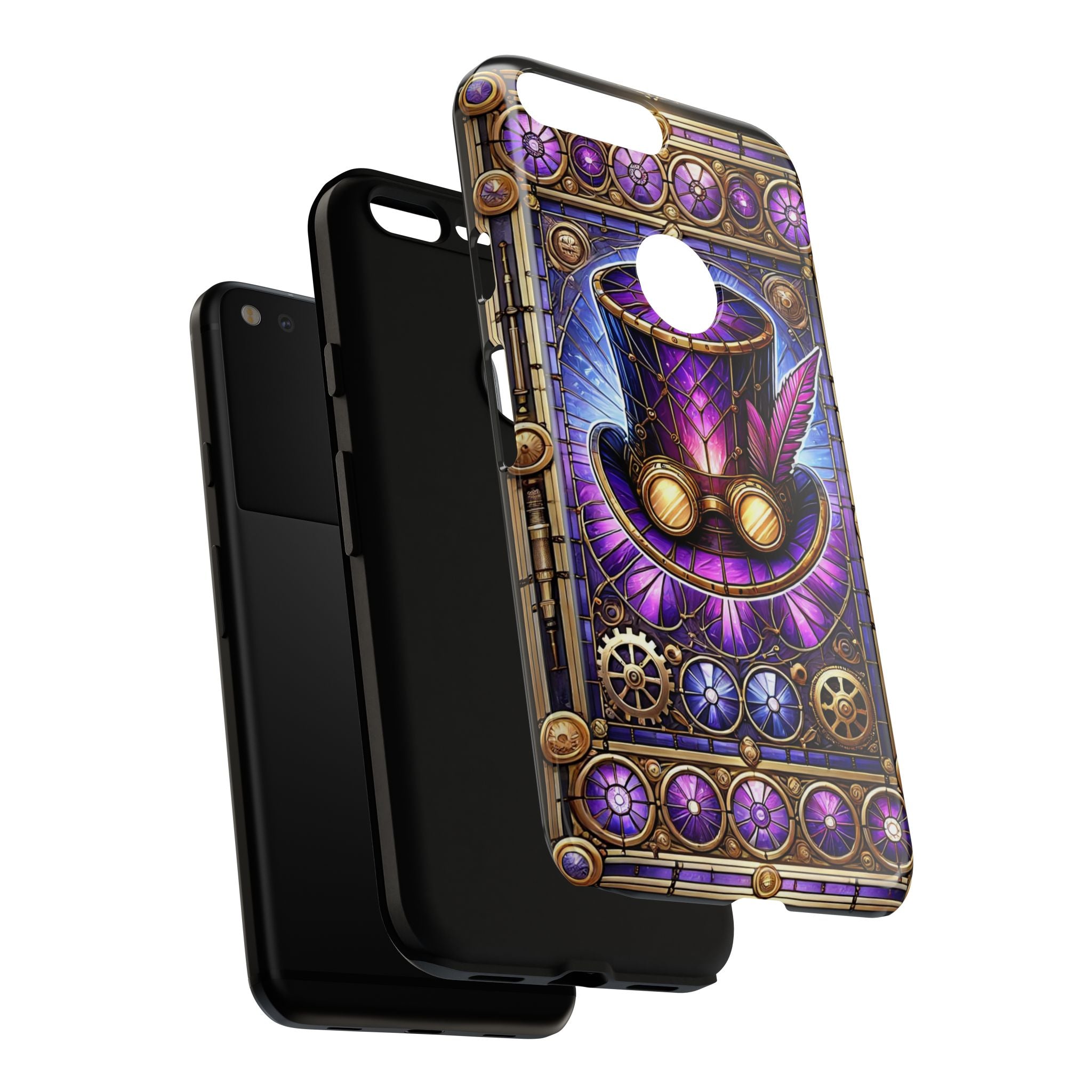 Stained Glass Steampunk Android Phone Case – 3D Full-Wrap Protective Cover with TPU Liner