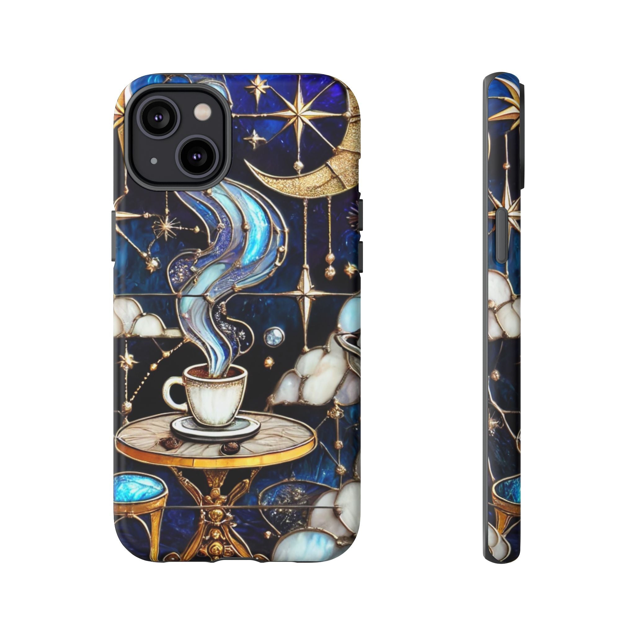 Celestial Stained Glass Coffee iPhone Case – Shockproof 3D Wrap