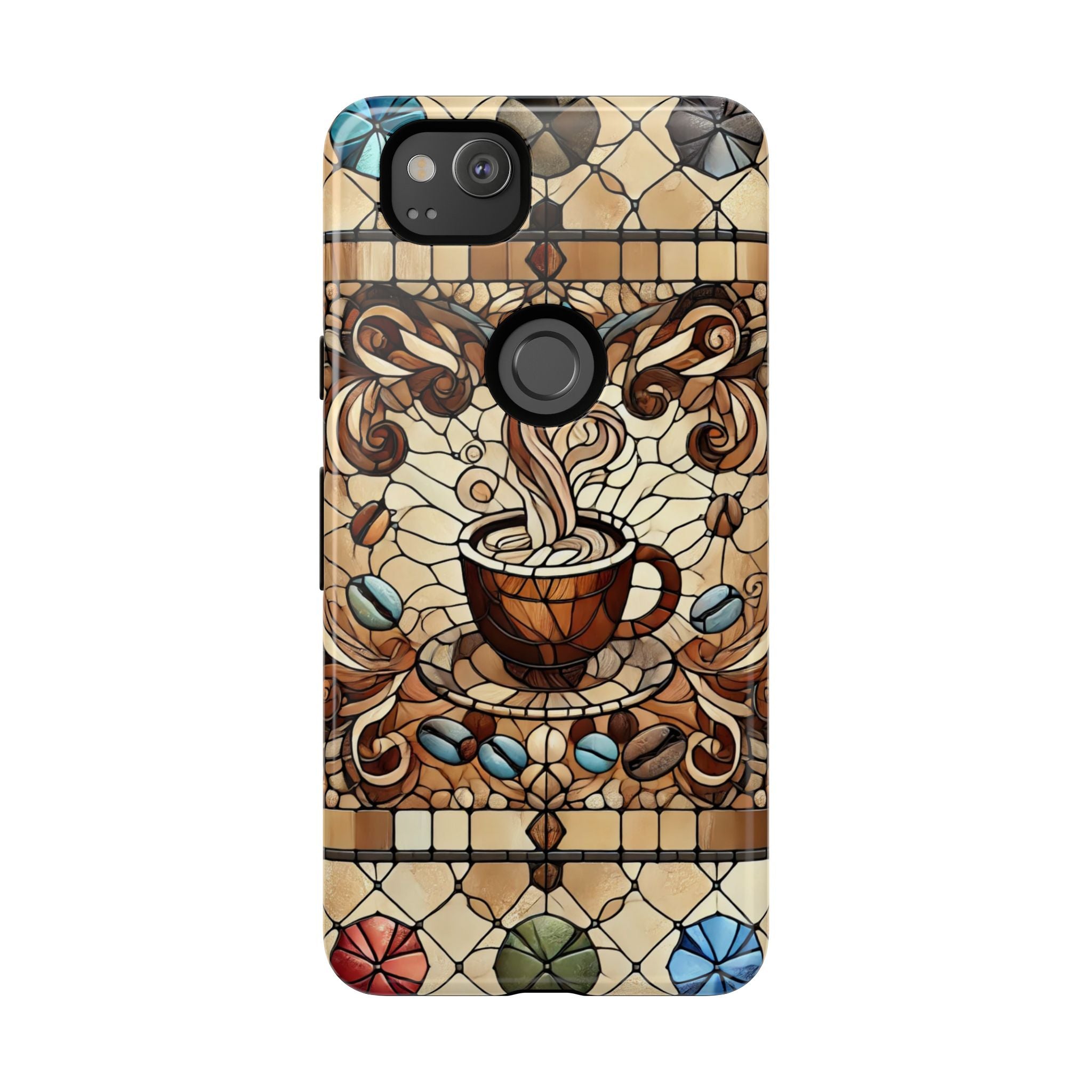 Stained Glass Coffee Android Phone Case – Shockproof TPU, 3D Wrap