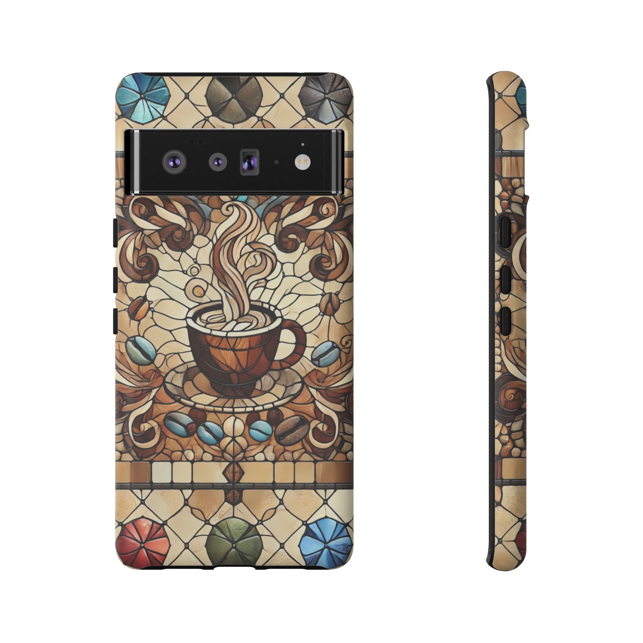 Stained Glass Coffee Android Phone Case – Shockproof TPU, 3D Wrap