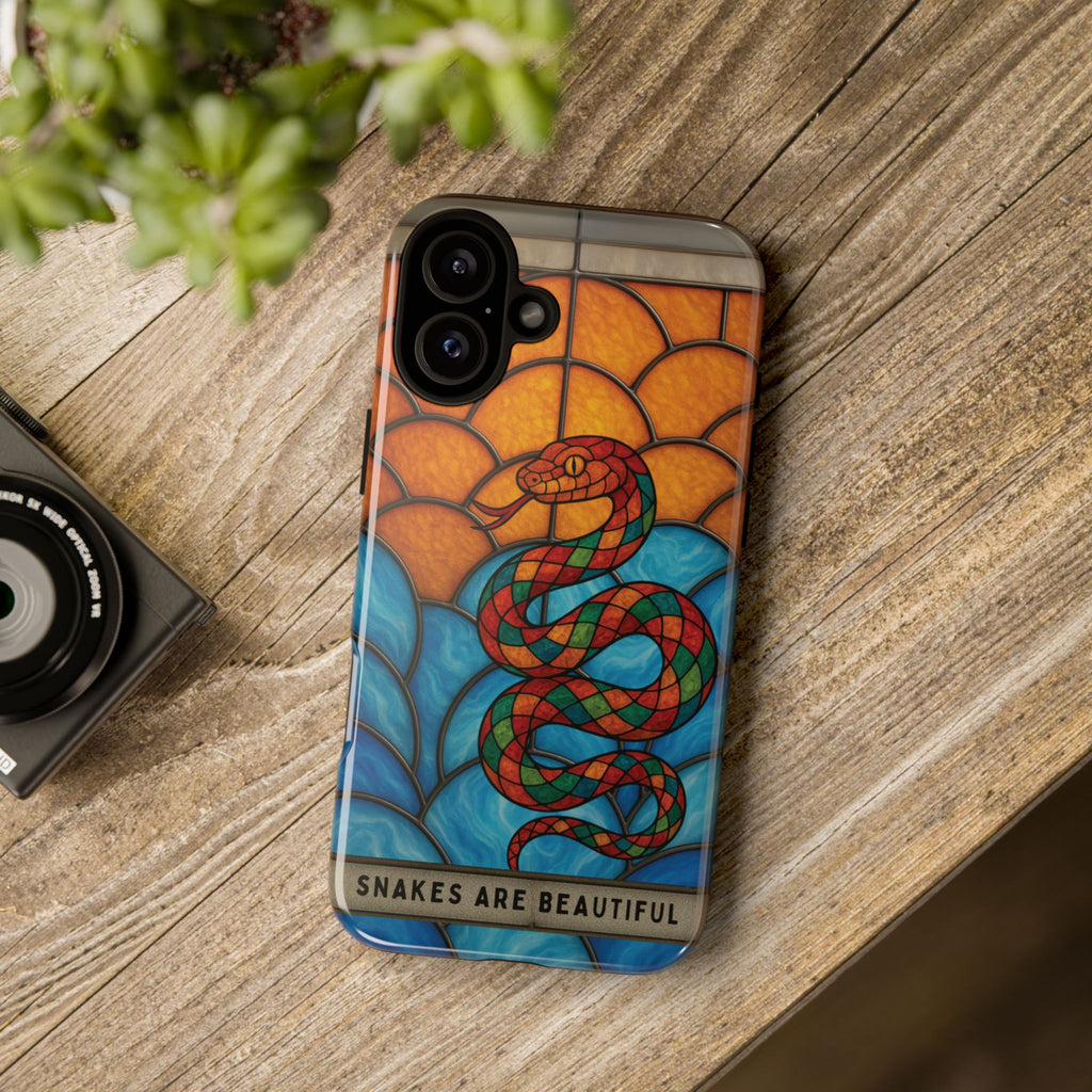 Snakes Are Beautiful Stained Glass Phone Case, Colorful Reptile Design Phone Cover, Nature Lovers Reptile Phone Case, Danger Noodle Case