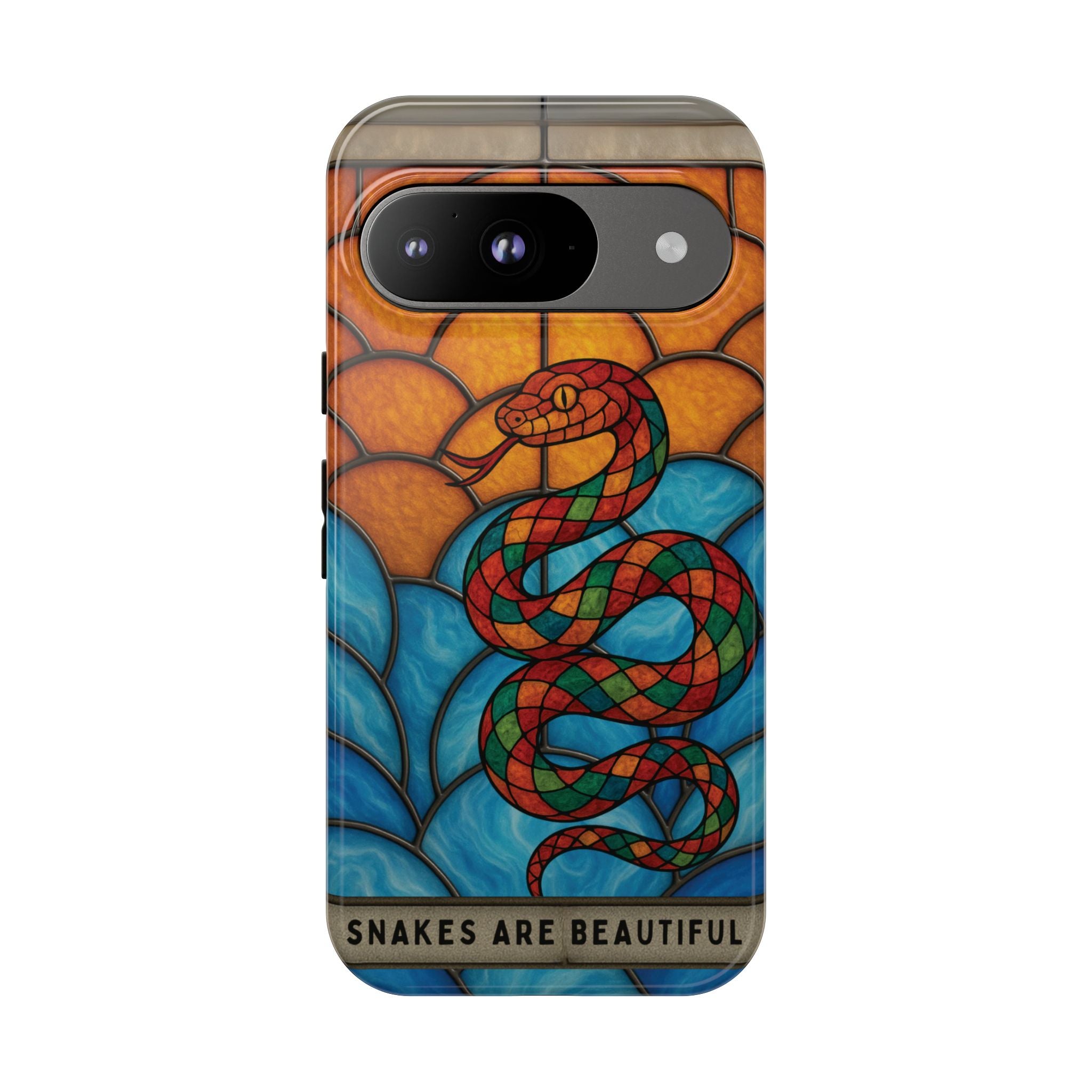 Snakes Are Beautiful Stained Glass Phone Case, Colorful Reptile Design Phone Cover, Nature Lovers Reptile Phone Case, Danger Noodle Case