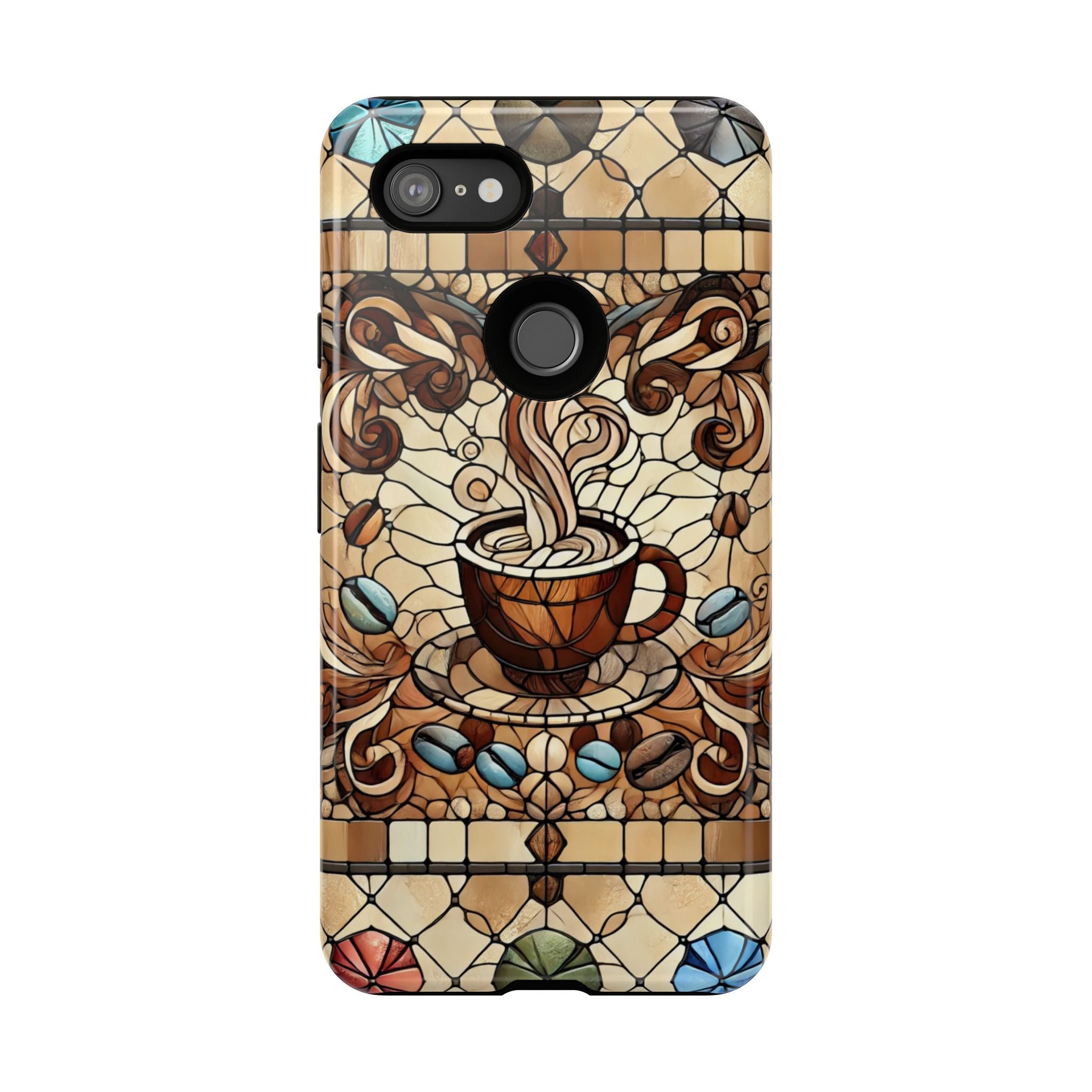 Stained Glass Coffee Android Phone Case – Shockproof TPU, 3D Wrap