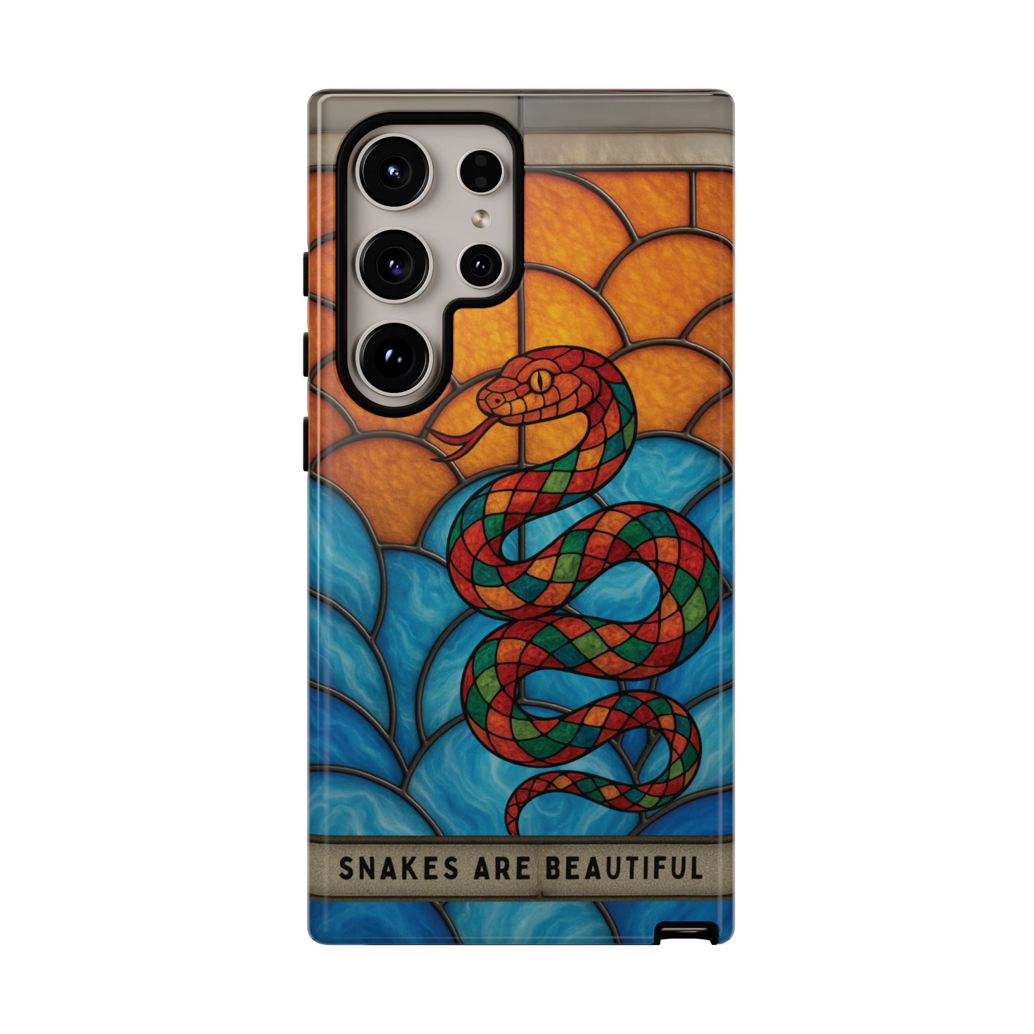 Snakes Are Beautiful Stained Glass Phone Case, Colorful Reptile Design Phone Cover, Nature Lovers Reptile Phone Case, Danger Noodle Case