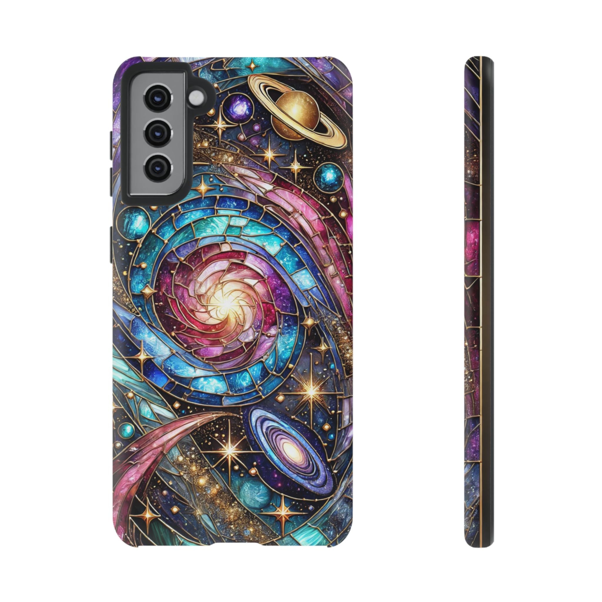 Stained Glass Celestial Android Phone Case – 3D Galaxy Full-Wrap Protective Cover with TPU Liner