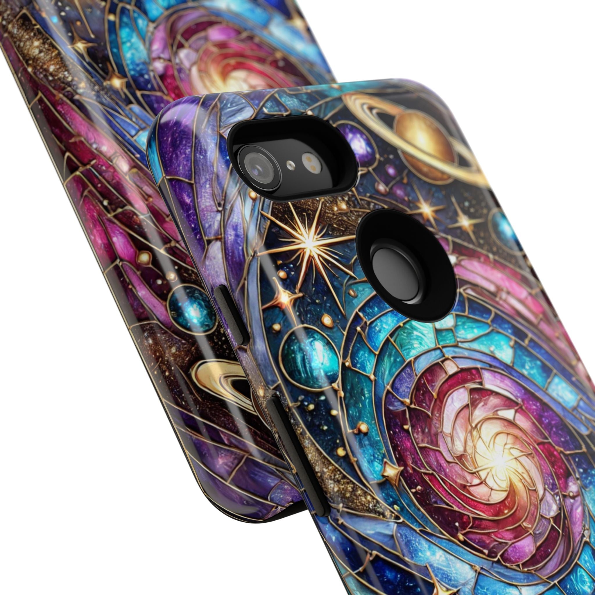 Stained Glass Celestial Android Phone Case – 3D Galaxy Full-Wrap Protective Cover with TPU Liner