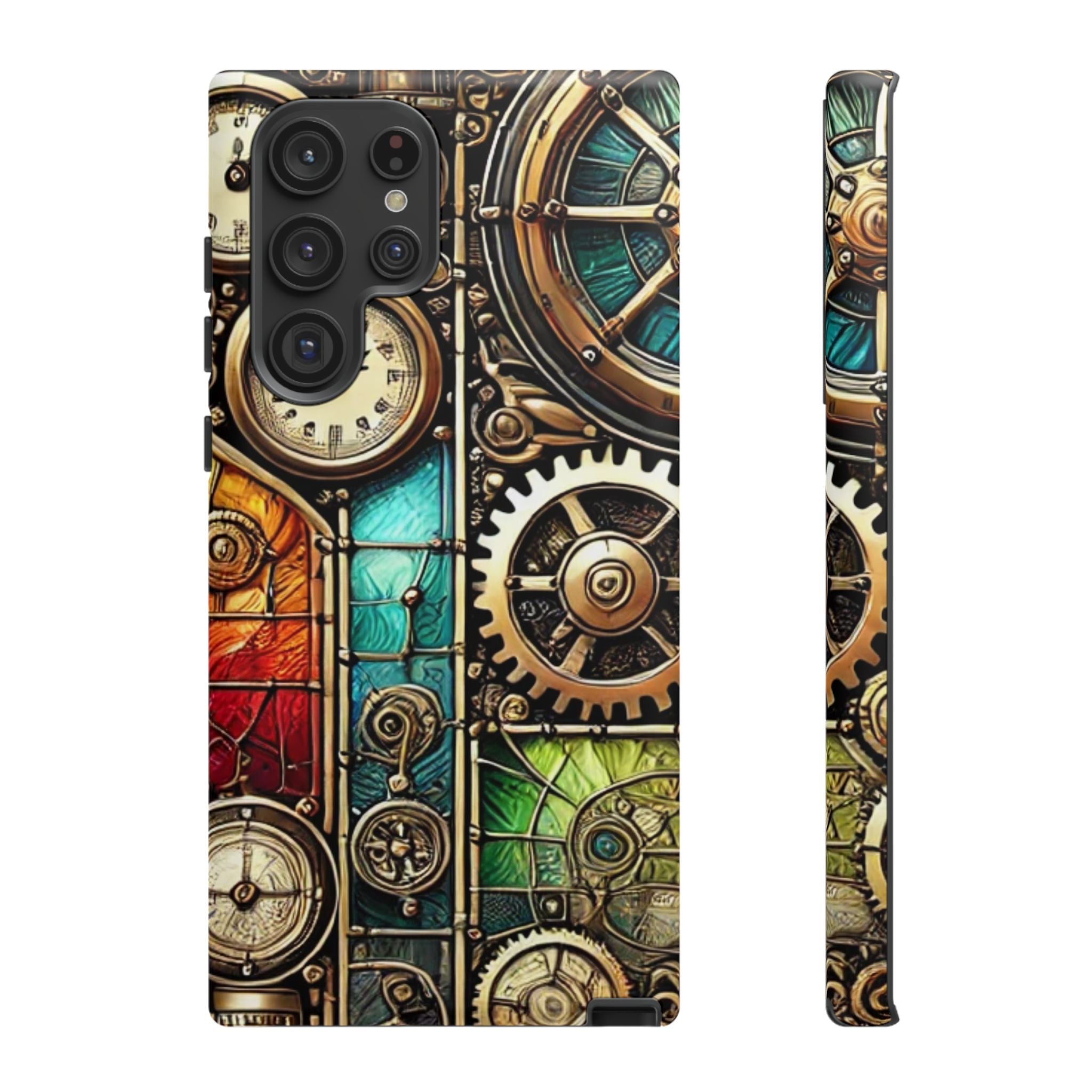 Steampunk Faux Stained Glass Android Phone Case – 3D Full-Wrap Protective Cover with TPU Liner