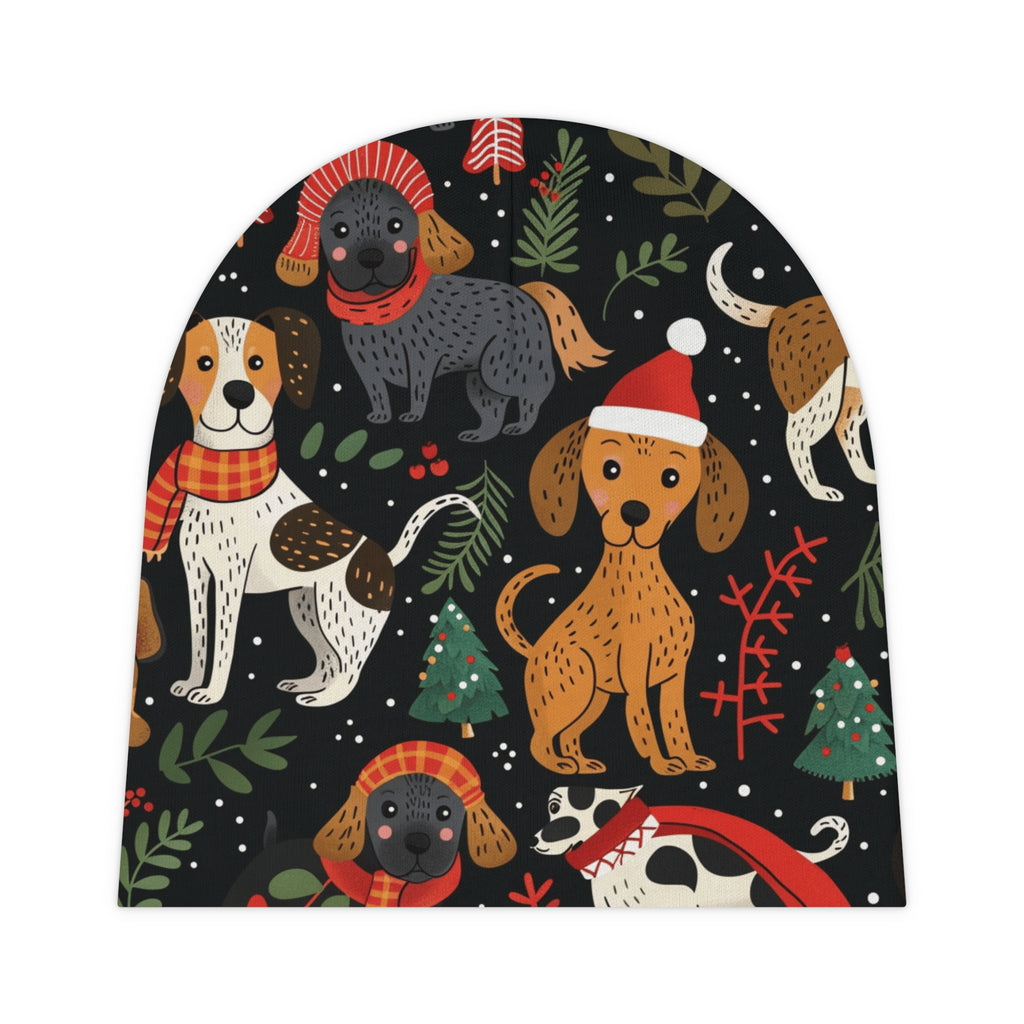 Baby Beanie — Festive Dogs Holiday Print Newborn Hat
