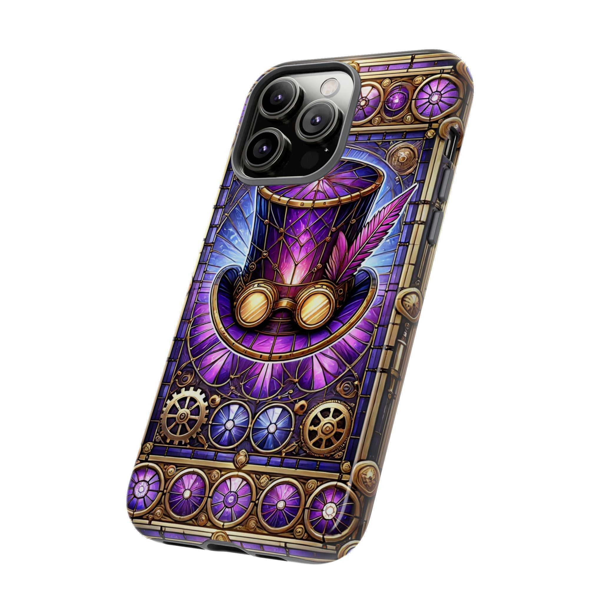 Stained Glass Steampunk iPhone Case – 3D Full-Wrap Protective Phone Cover With TPU Liner