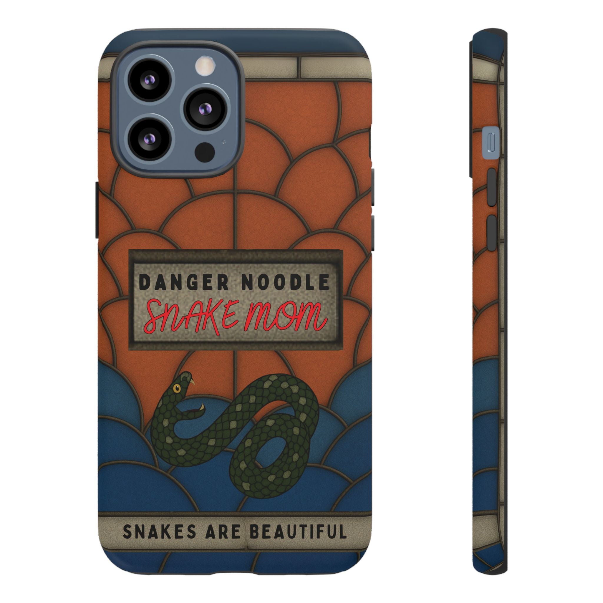 Danger Noodle Snake Mom Phone Case | Snakes Are Beautiful |Stained Glass Snake Art | Funny Snake Lover Gift |  Reptile Mom Phone Cover