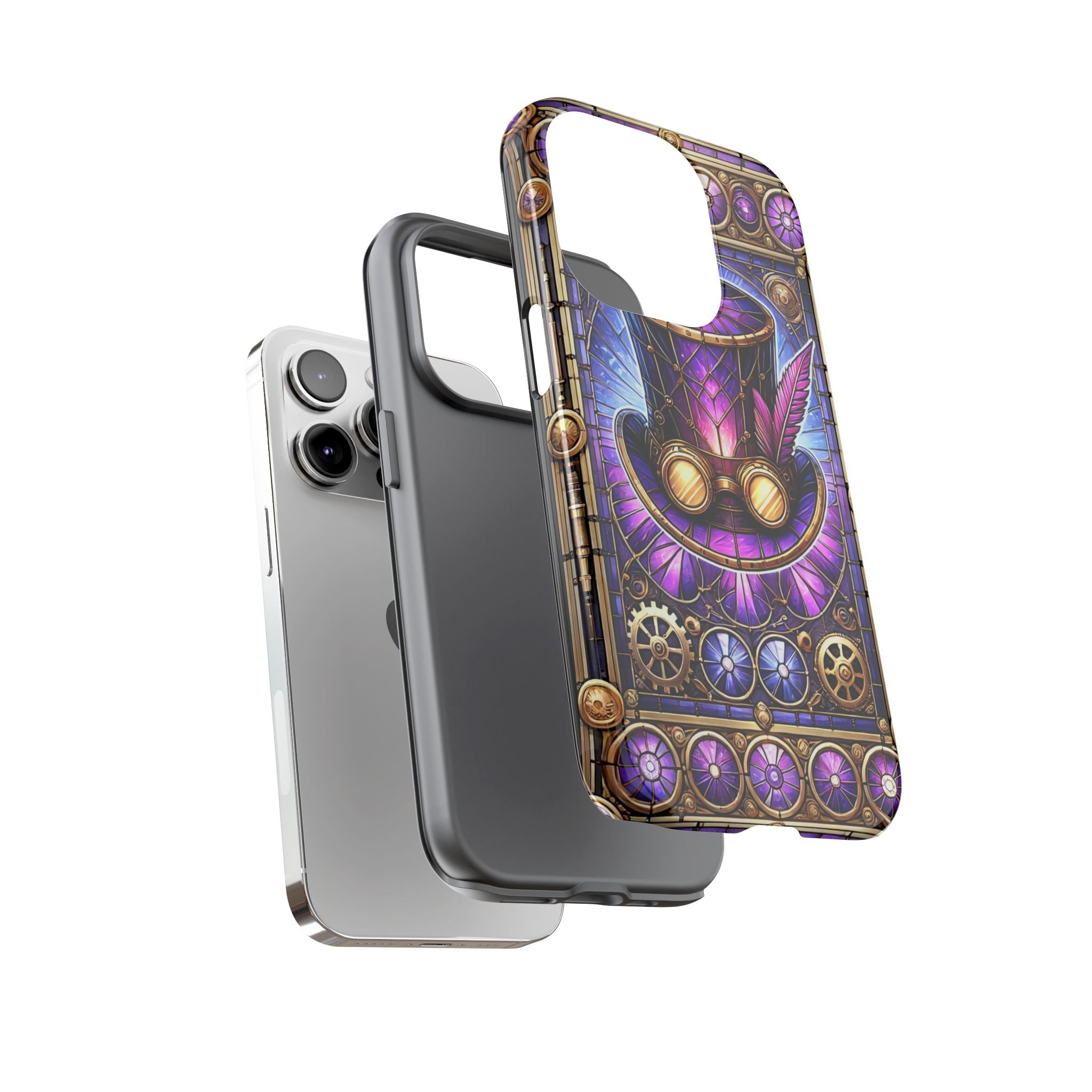 Stained Glass Steampunk iPhone Case – 3D Full-Wrap Protective Phone Cover With TPU Liner