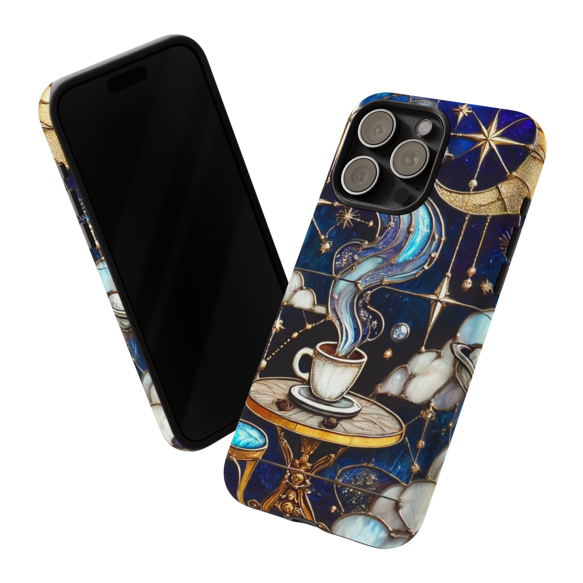 Celestial Stained Glass Coffee iPhone Case – Shockproof 3D Wrap