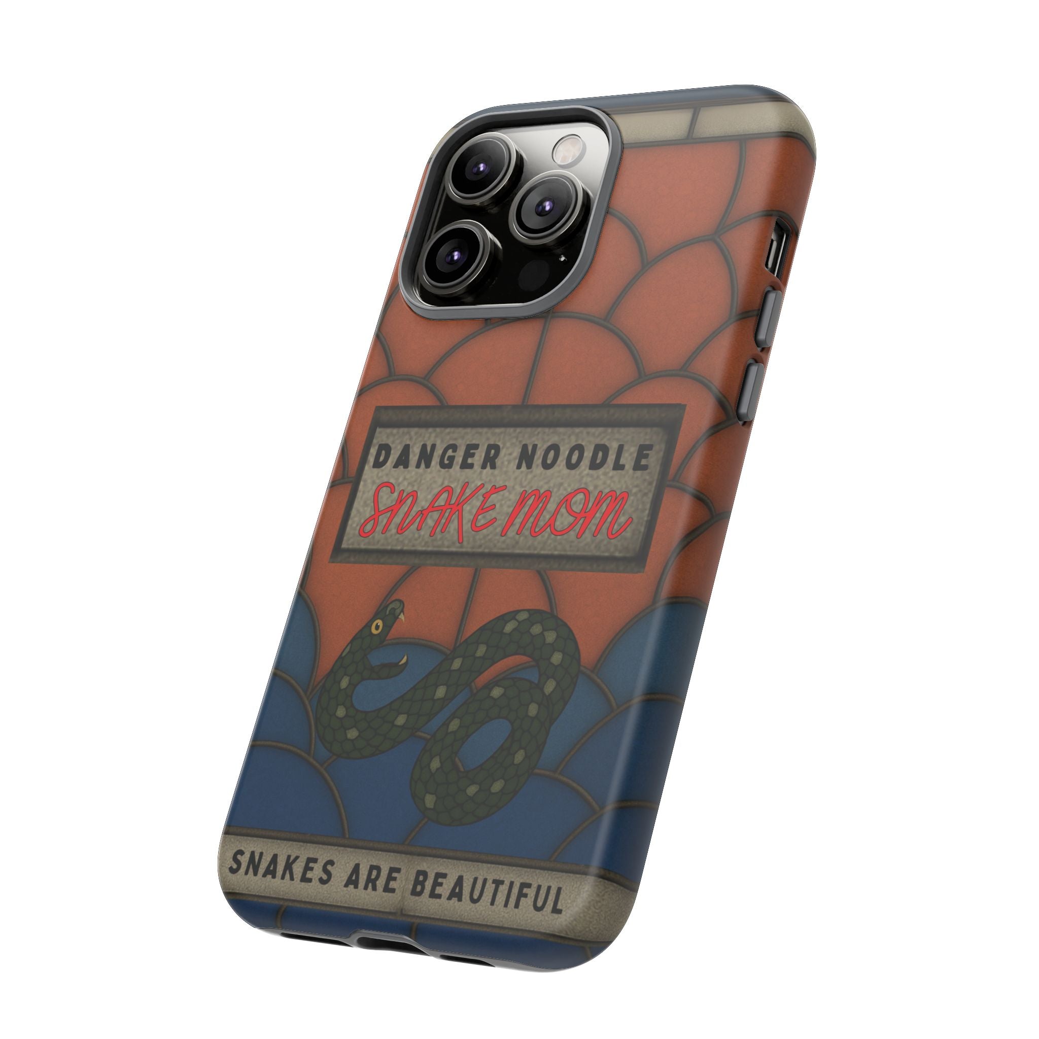 Danger Noodle Snake Mom Phone Case | Snakes Are Beautiful |Stained Glass Snake Art | Funny Snake Lover Gift |  Reptile Mom Phone Cover