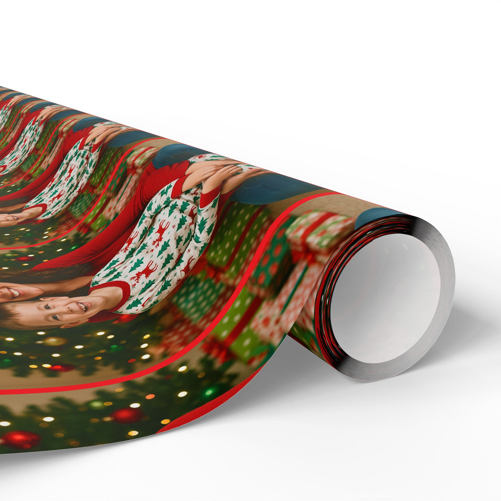 Personalized Christmas Family Portrait Wrapping Paper Roll, Holiday Gift Wrap