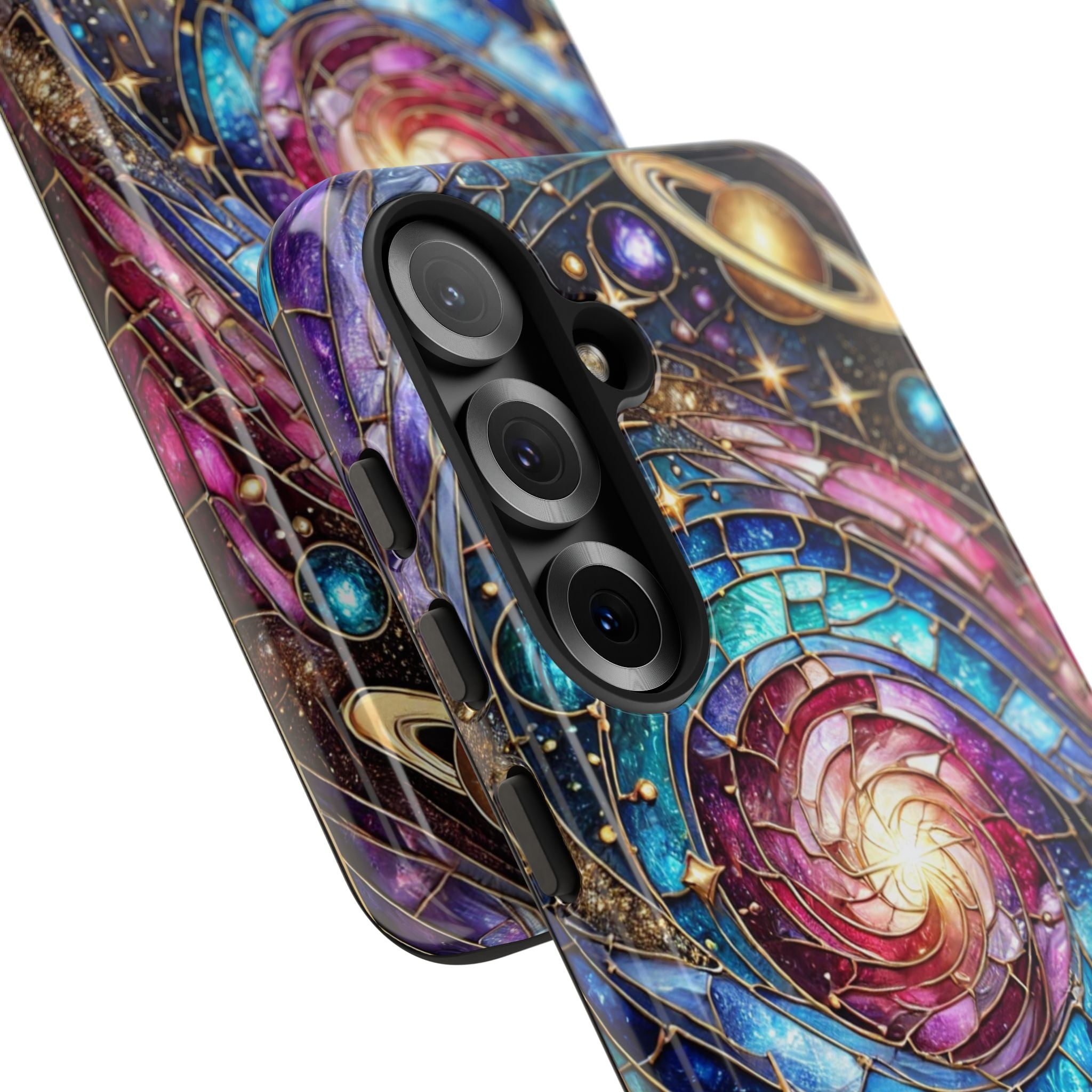 Stained Glass Celestial Android Phone Case – 3D Galaxy Full-Wrap Protective Cover with TPU Liner