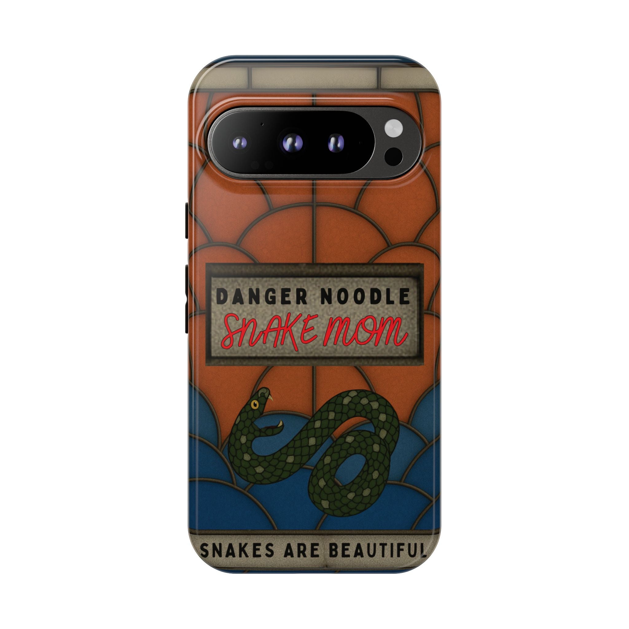 Danger Noodle Snake Mom Phone Case | Snakes Are Beautiful |Stained Glass Snake Art | Funny Snake Lover Gift |  Reptile Mom Phone Cover