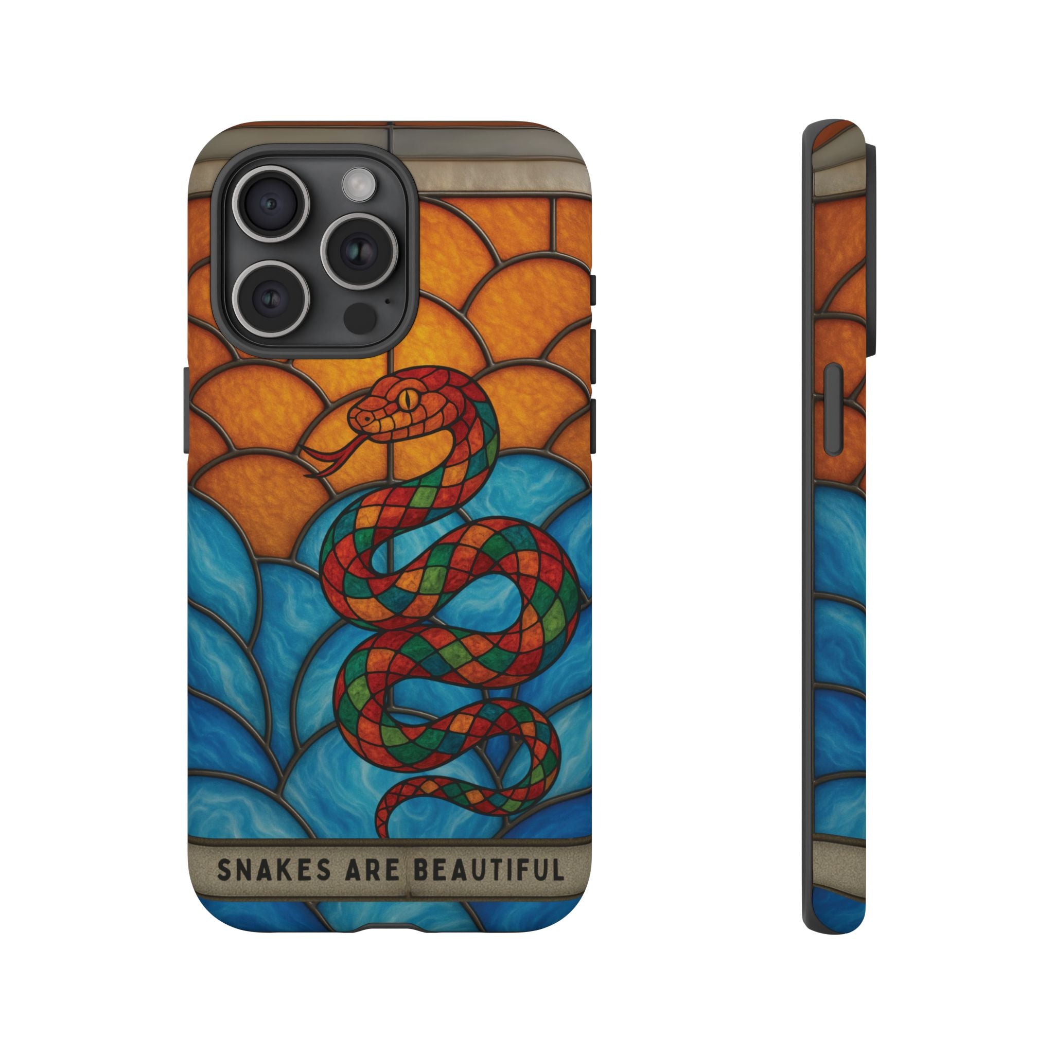 Snakes Are Beautiful Stained Glass Phone Case, Colorful Reptile Design Phone Cover, Nature Lovers Reptile Phone Case, Danger Noodle Case