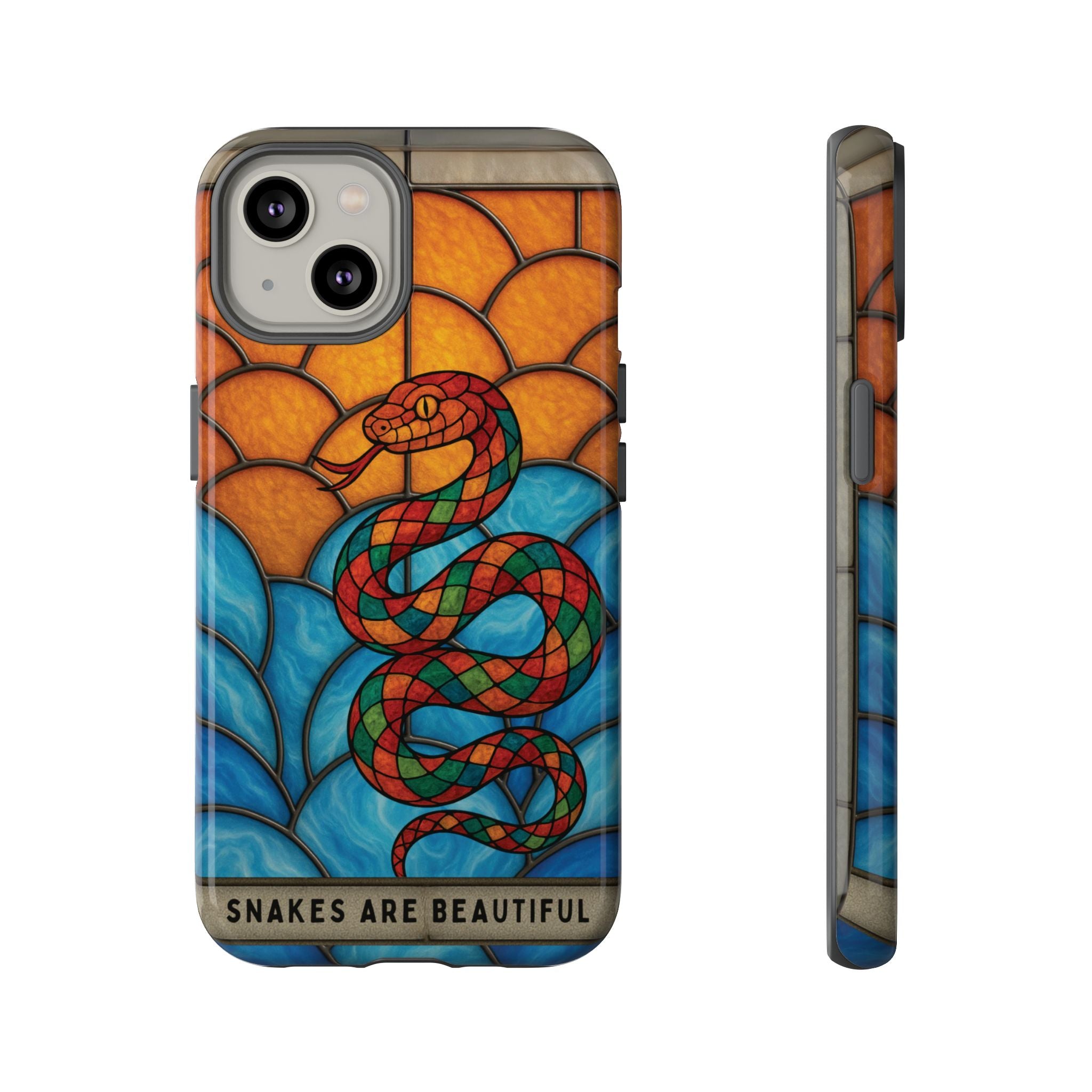 Snakes Are Beautiful Stained Glass Phone Case, Colorful Reptile Design Phone Cover, Nature Lovers Reptile Phone Case, Danger Noodle Case