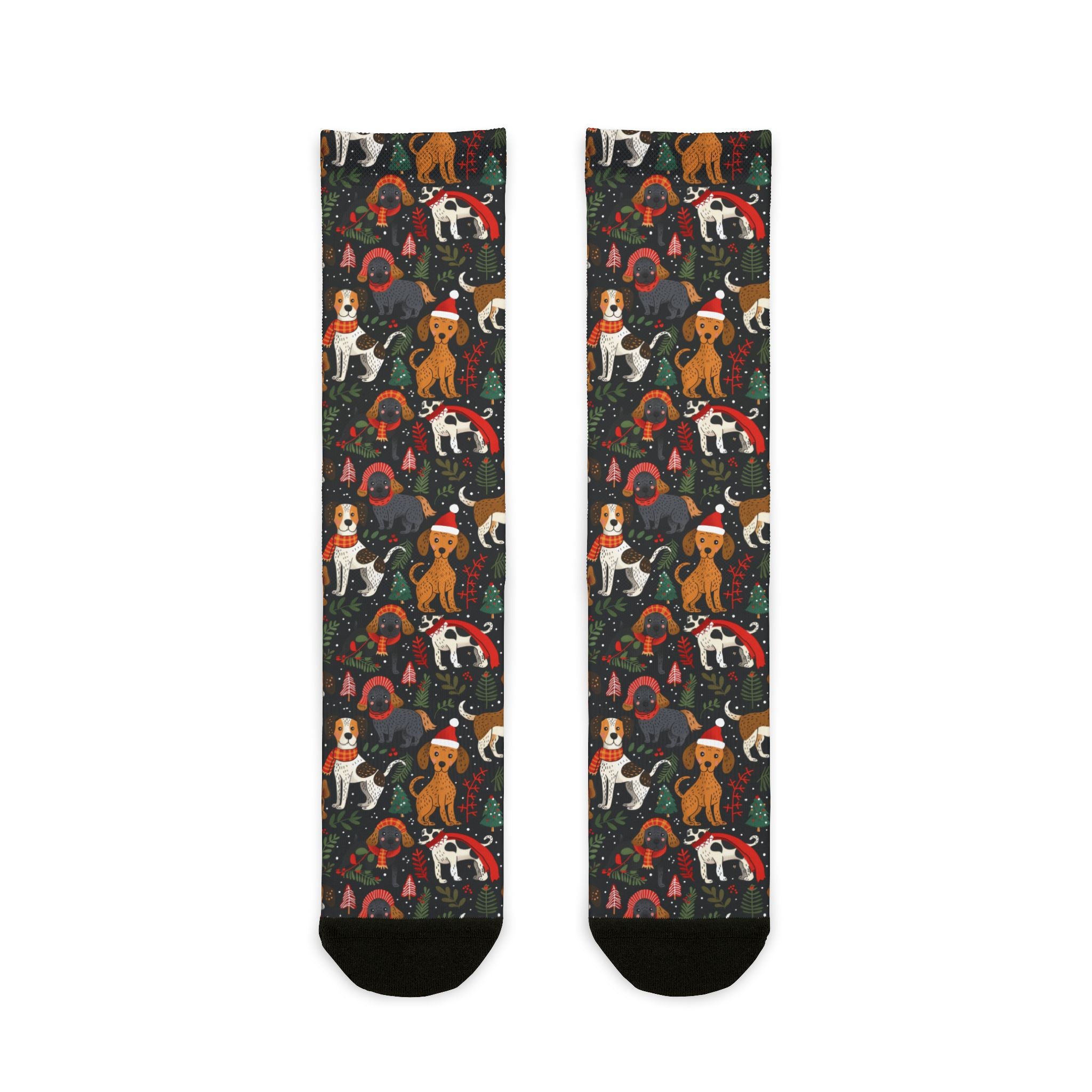 Dog Pattern Crew Socks — Holiday Puppy Socks