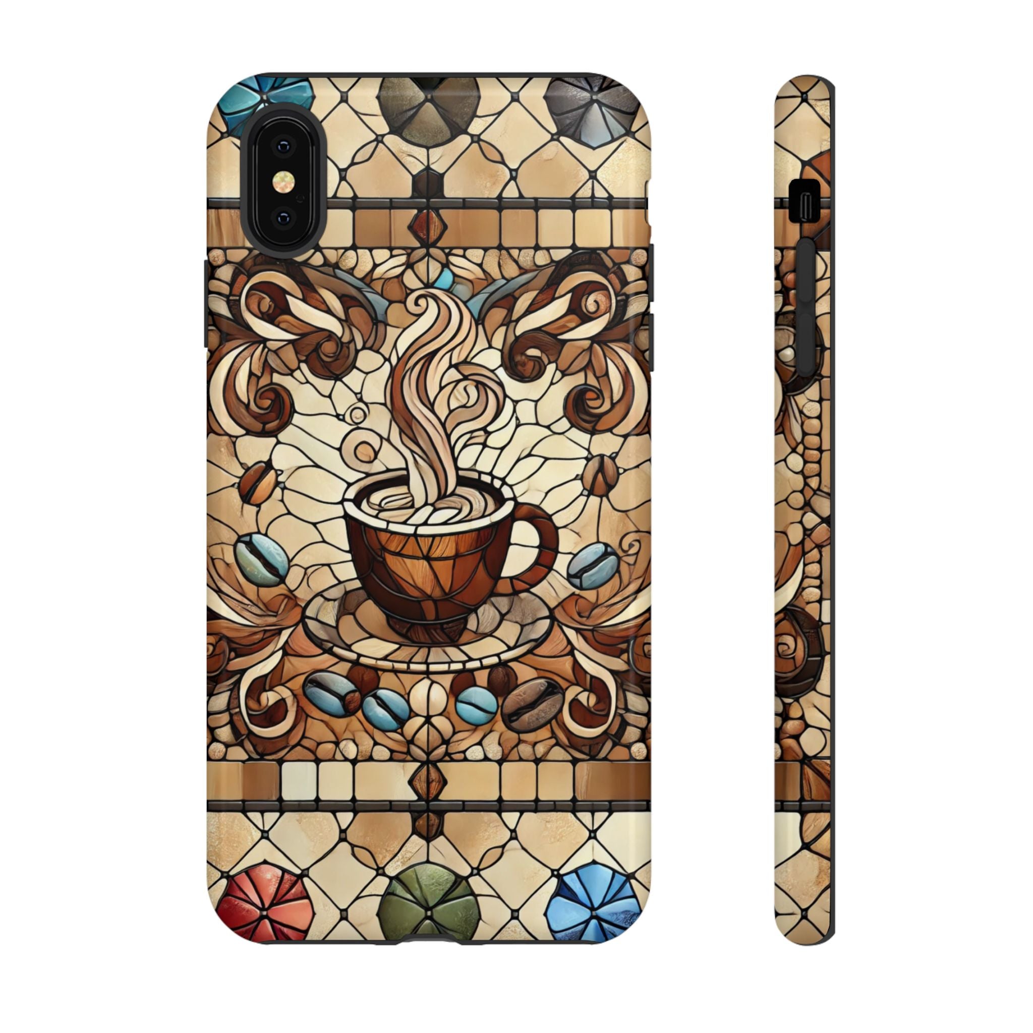 Stained Glass Coffee iPhone Case – Shockproof TPU, 3D Wrap Design