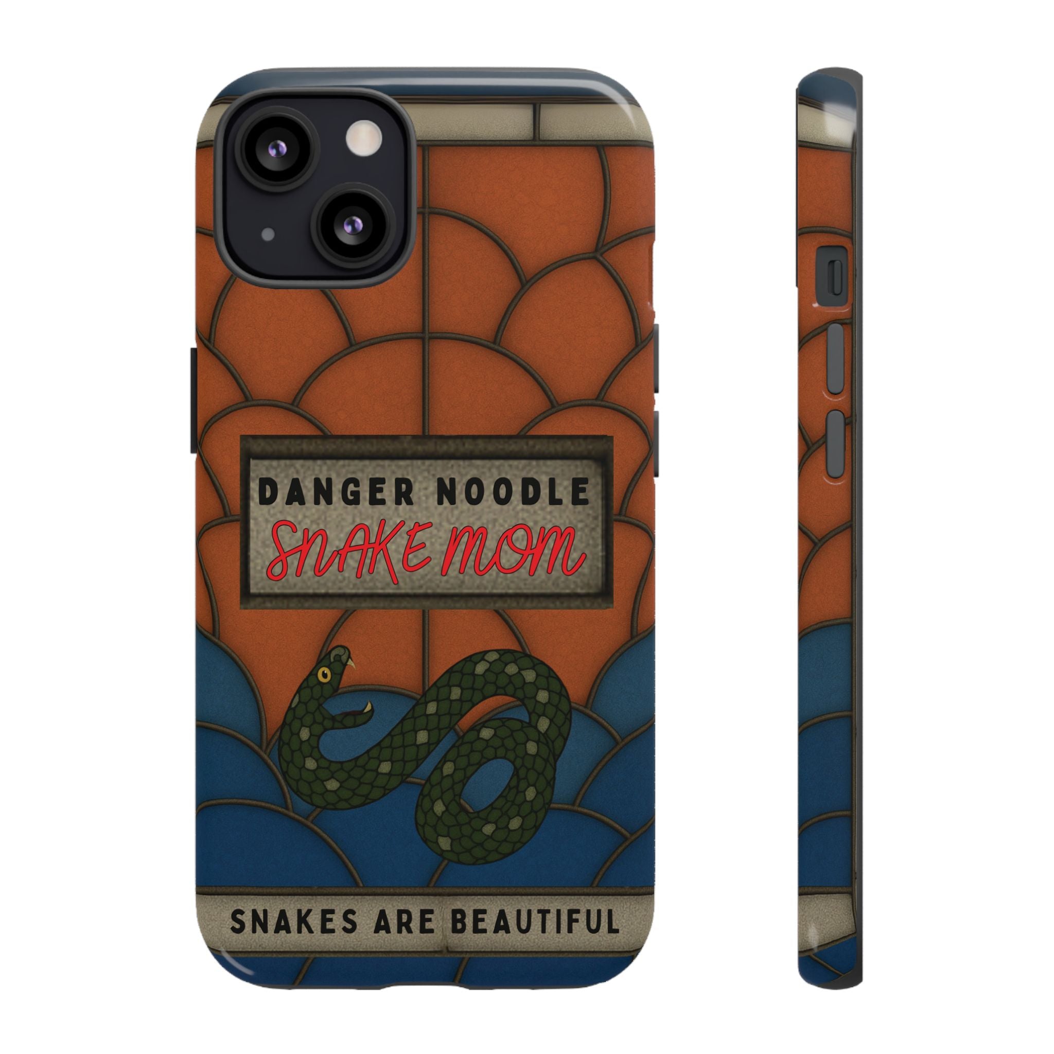 Danger Noodle Snake Mom Phone Case | Snakes Are Beautiful |Stained Glass Snake Art | Funny Snake Lover Gift |  Reptile Mom Phone Cover