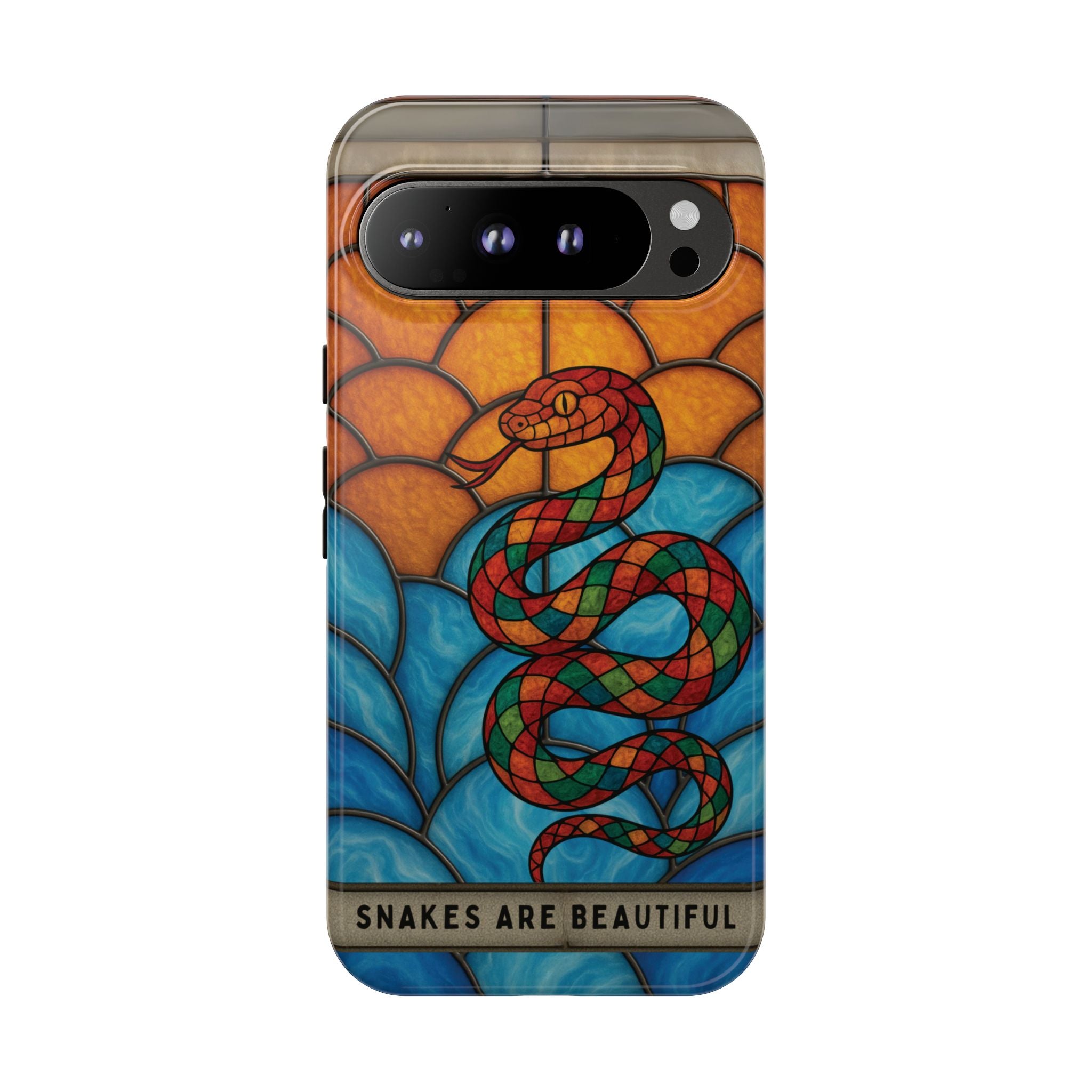 Snakes Are Beautiful Stained Glass Phone Case, Colorful Reptile Design Phone Cover, Nature Lovers Reptile Phone Case, Danger Noodle Case
