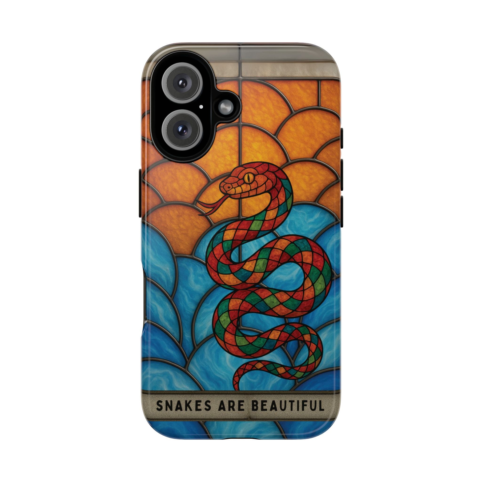 Snakes Are Beautiful Stained Glass Phone Case, Colorful Reptile Design Phone Cover, Nature Lovers Reptile Phone Case, Danger Noodle Case
