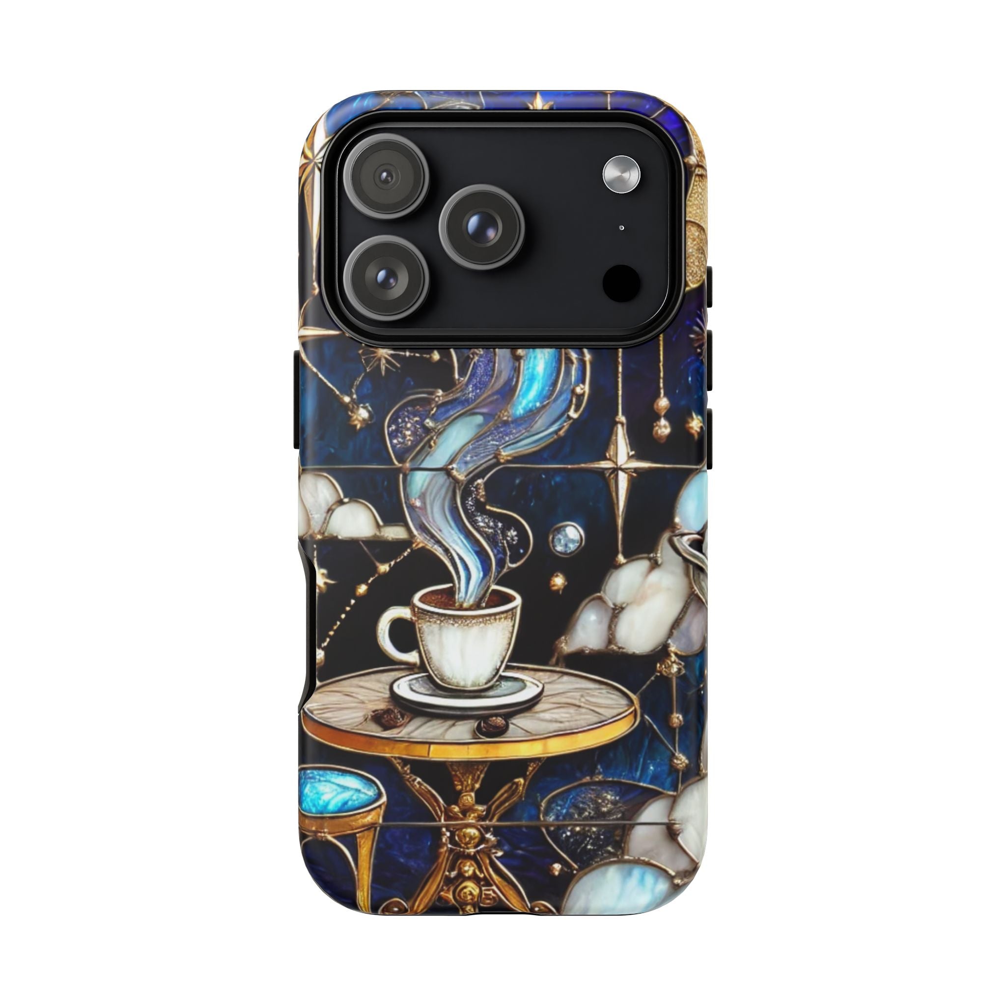 Celestial Stained Glass Coffee iPhone Case – Shockproof 3D Wrap