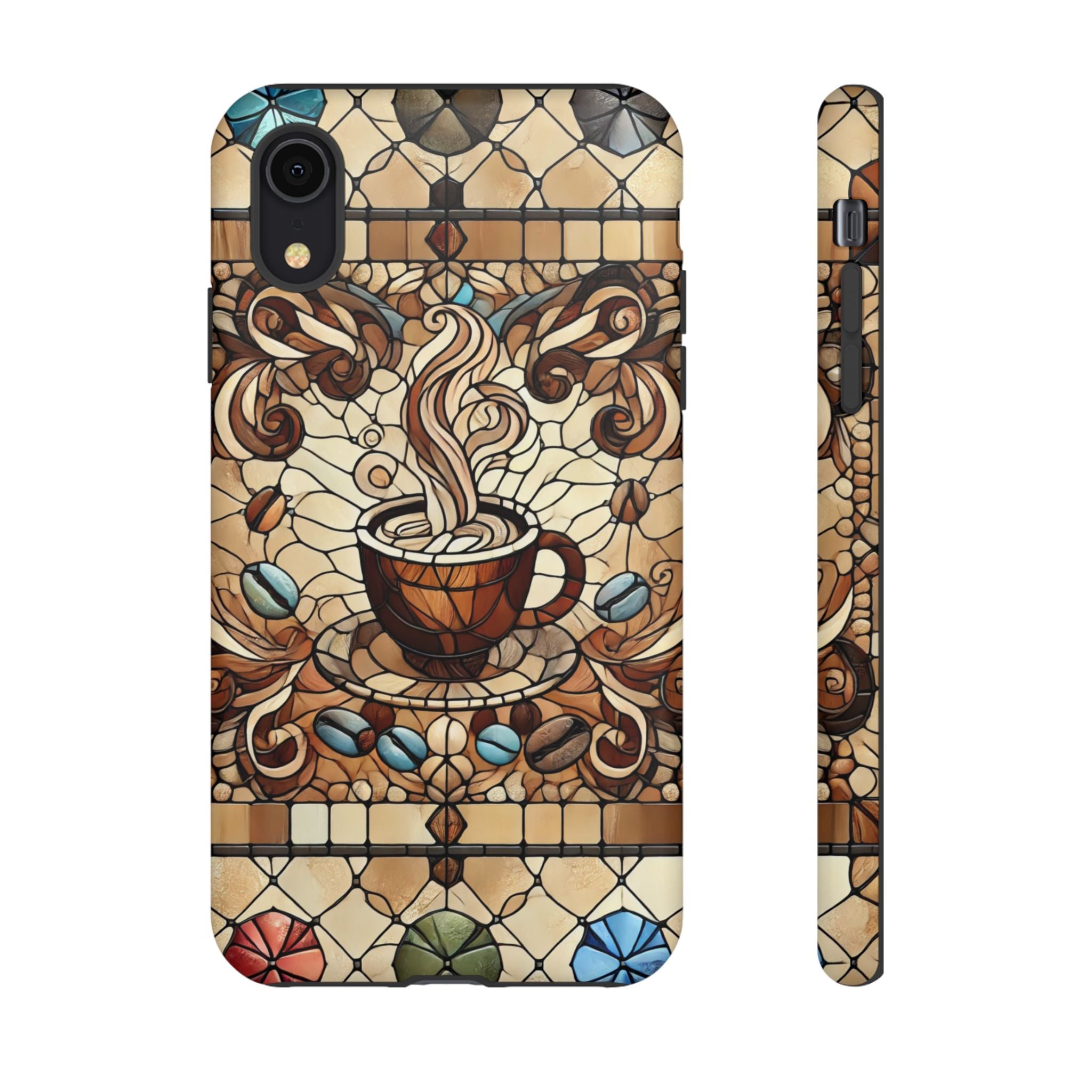 Stained Glass Coffee iPhone Case – Shockproof TPU, 3D Wrap Design