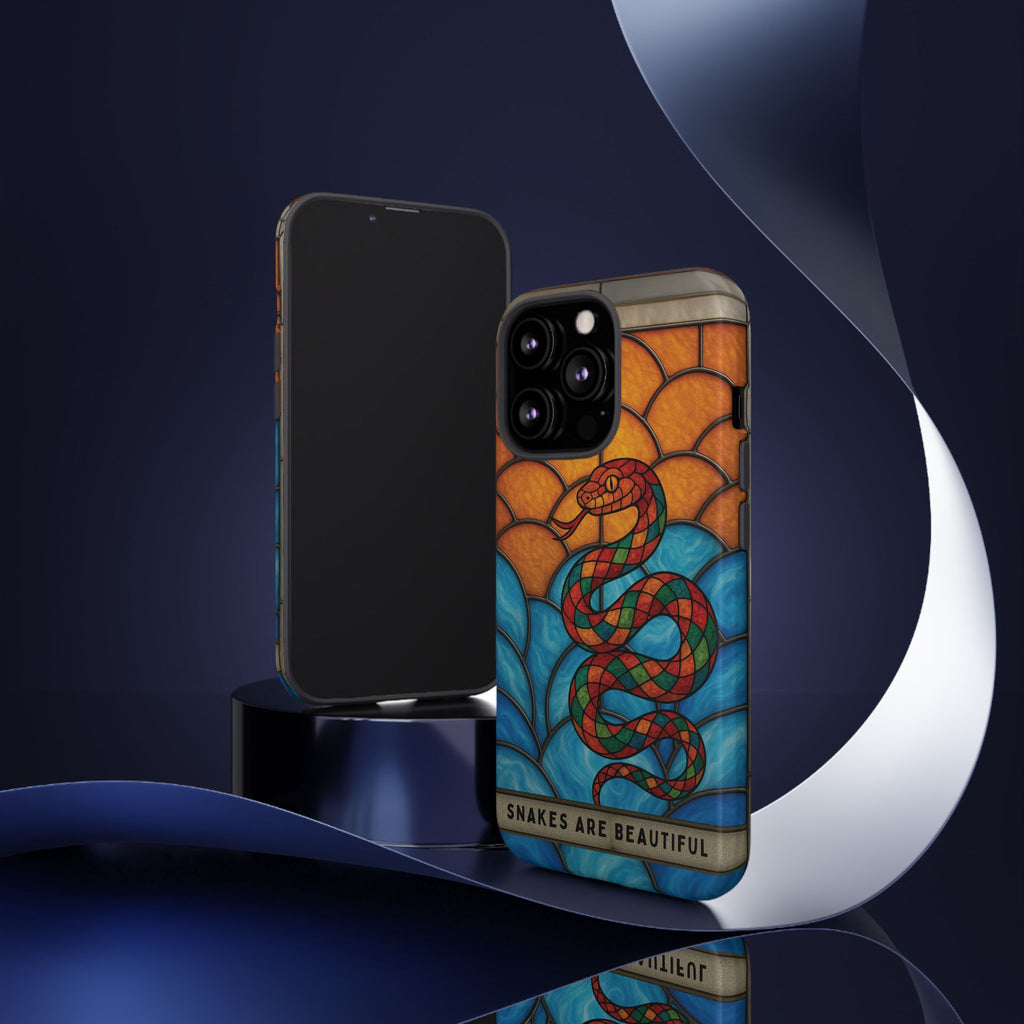 Snakes Are Beautiful Stained Glass Phone Case, Colorful Reptile Design Phone Cover, Nature Lovers Reptile Phone Case, Danger Noodle Case
