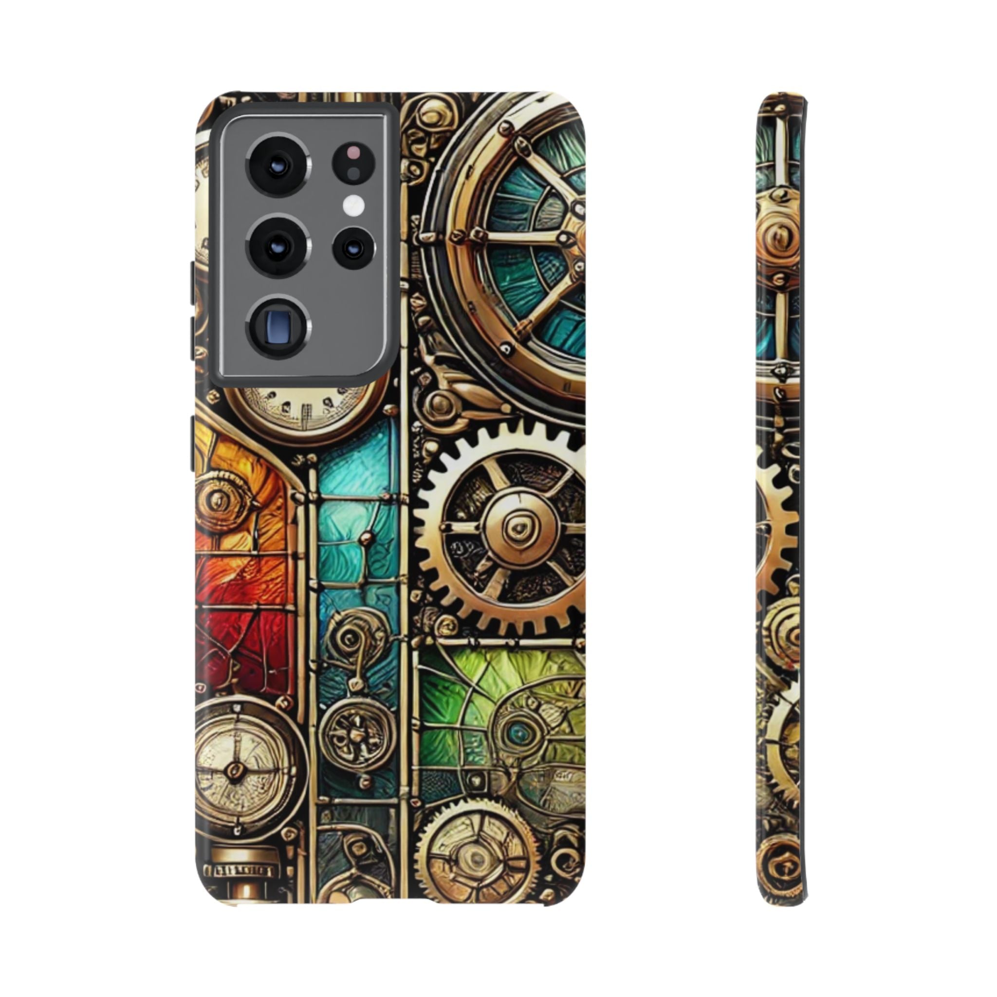 Steampunk Faux Stained Glass Android Phone Case – 3D Full-Wrap Protective Cover with TPU Liner